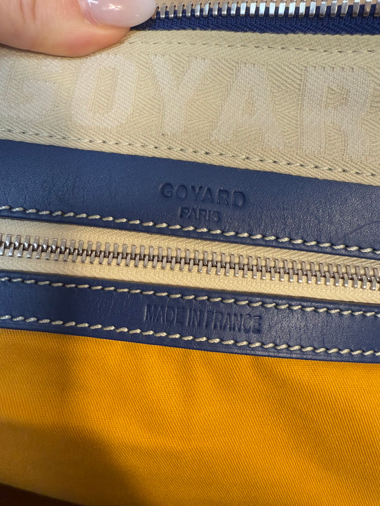 Goyard Navy Goyardine Leather Boston Bag