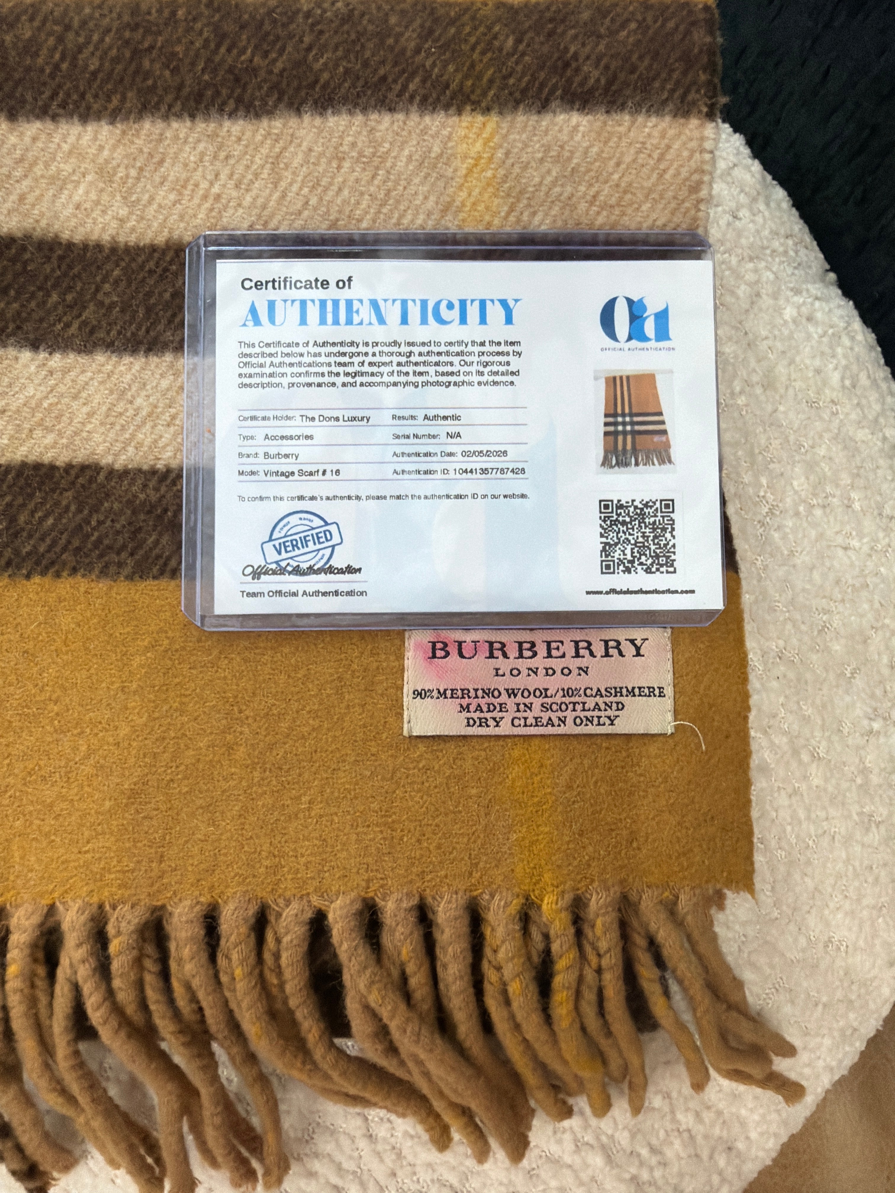 Burberry Vintage Caramel Novacheck Cashmere Scarf
