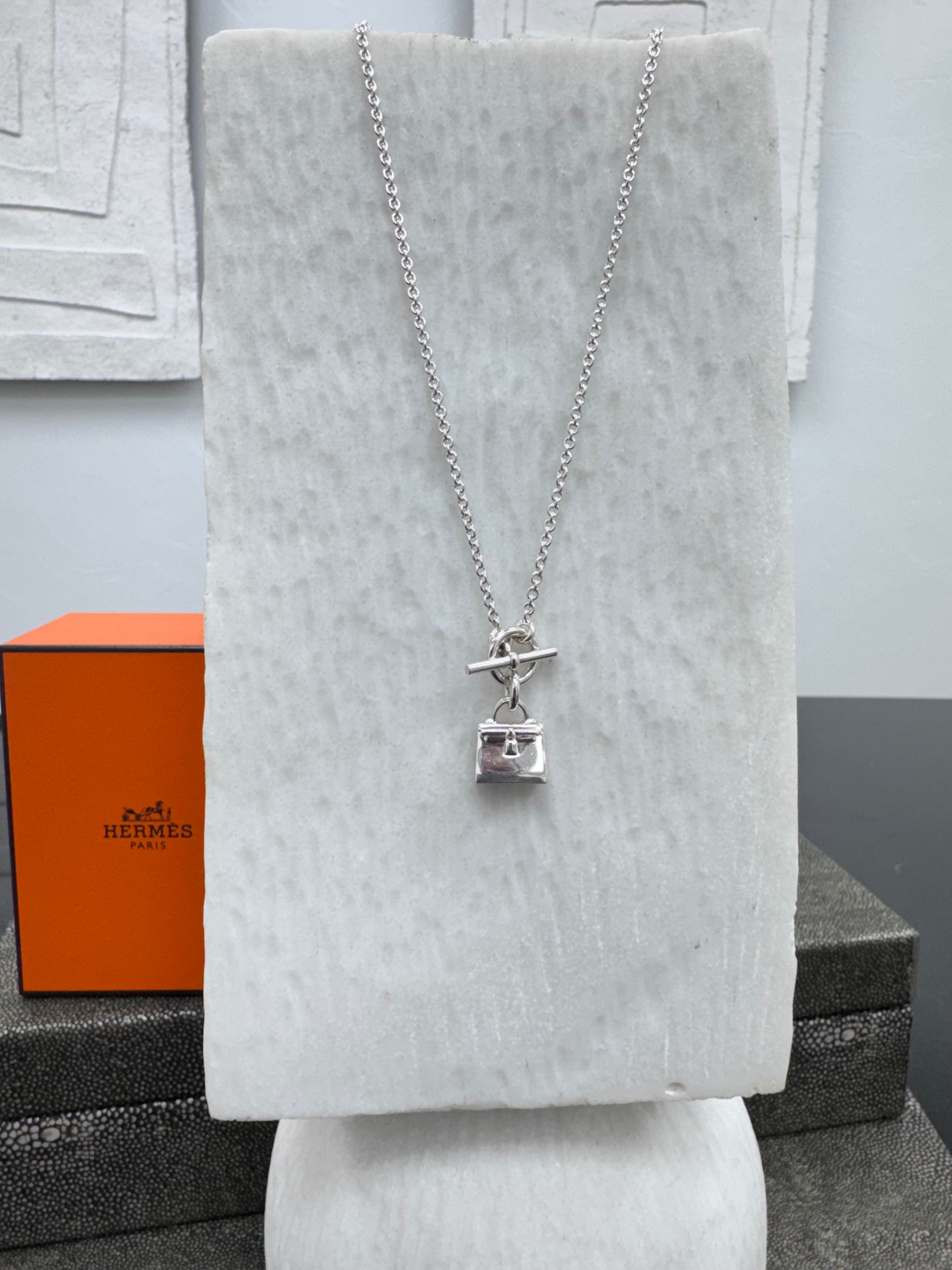 Hermes Sterling Silver Amulettes Kelly Pendant Necklace
