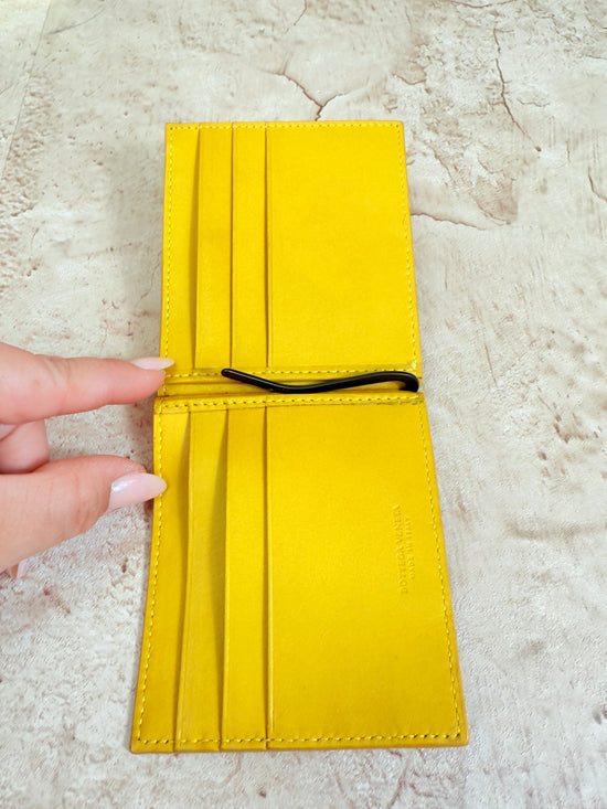 Bottega Veneta Yellow Intrecciato Weave Leather Wallet