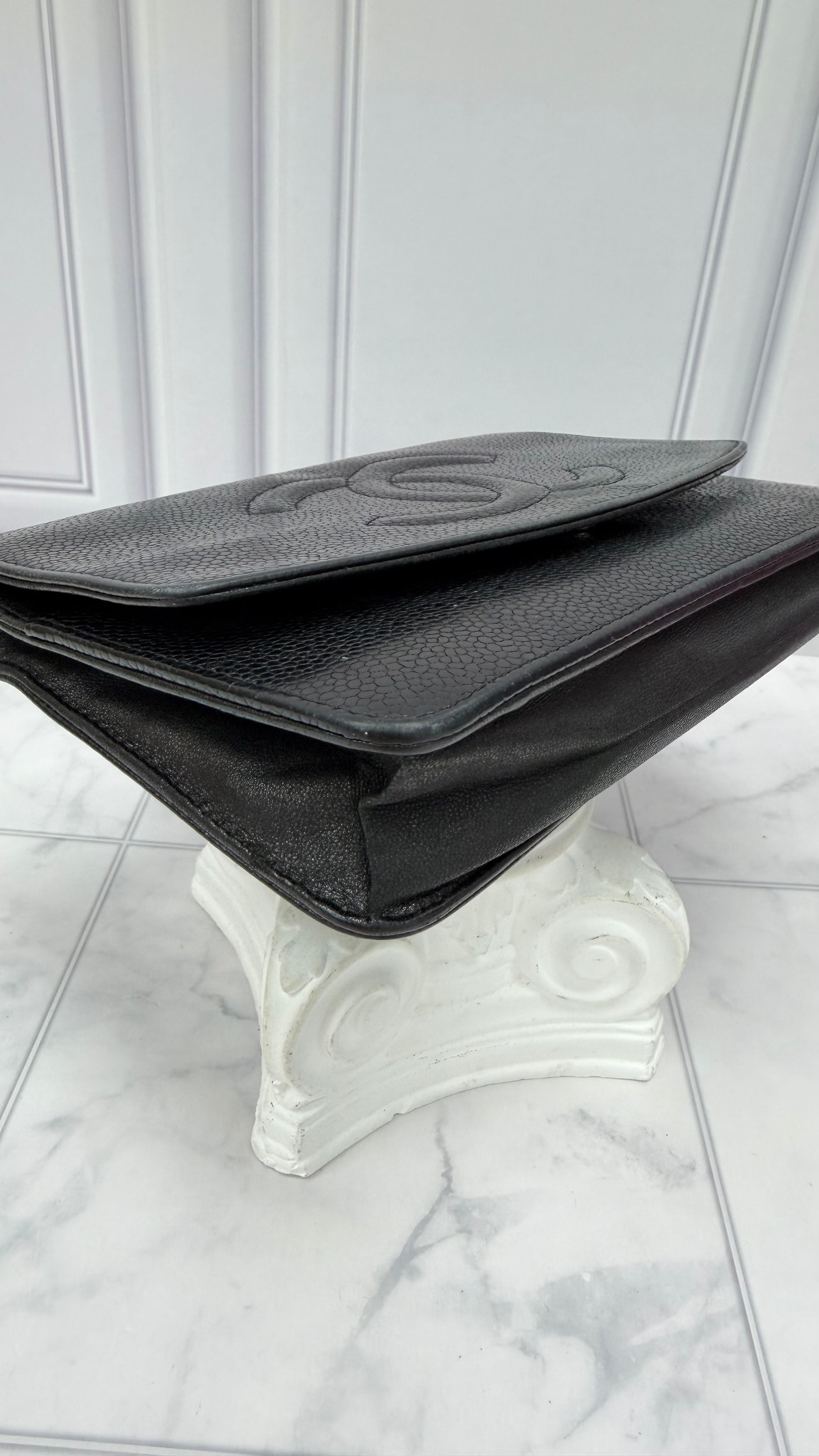 Chanel Black Caviar CC Wallet on a Chain