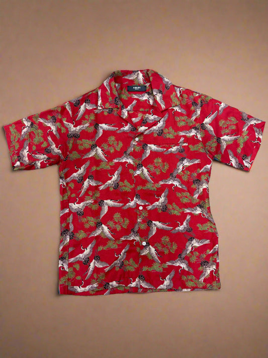 Amiri Red Silk Button Up Shirt
