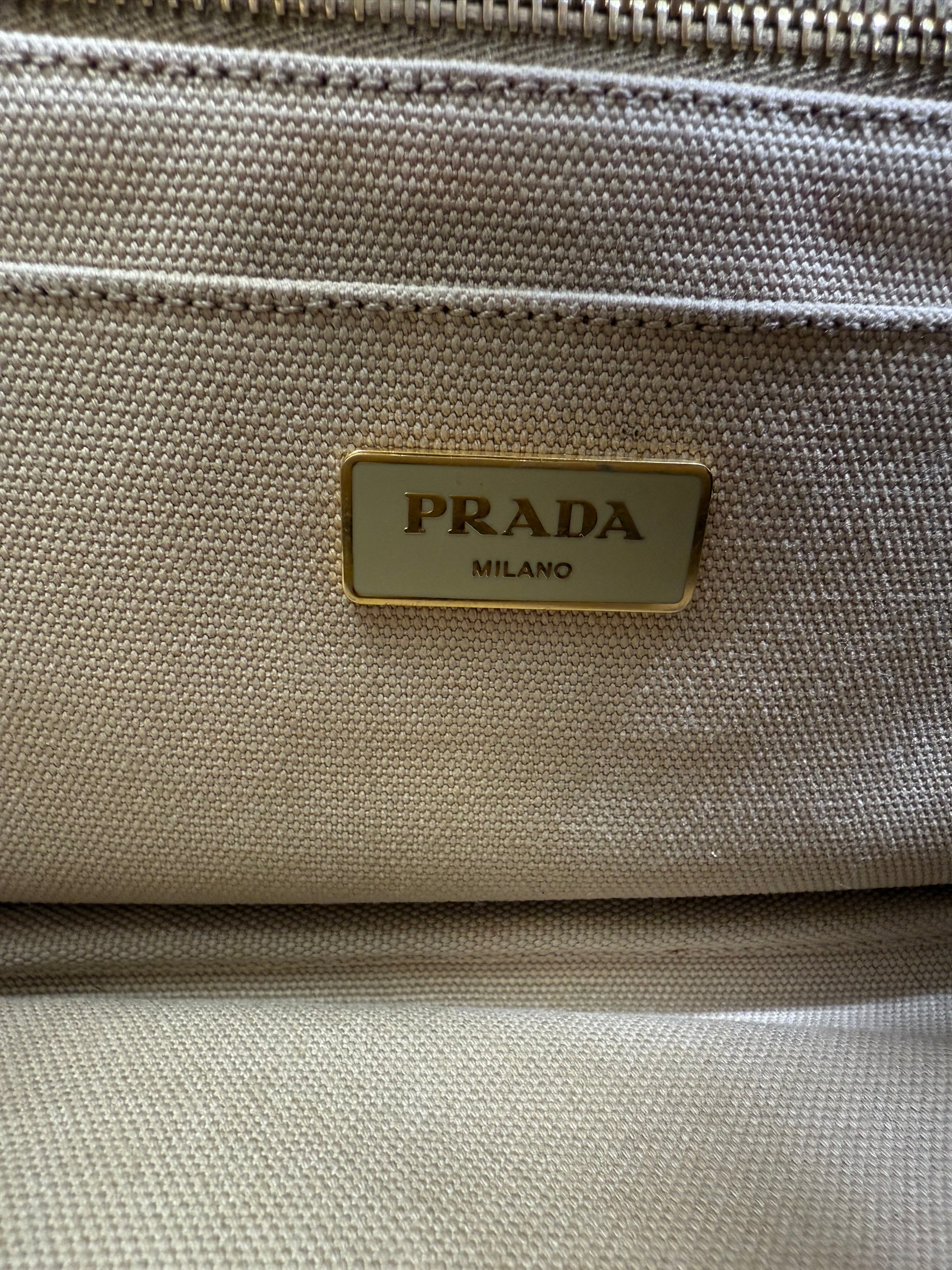 Prada Beige Canvas Small Canapa 2way Bag