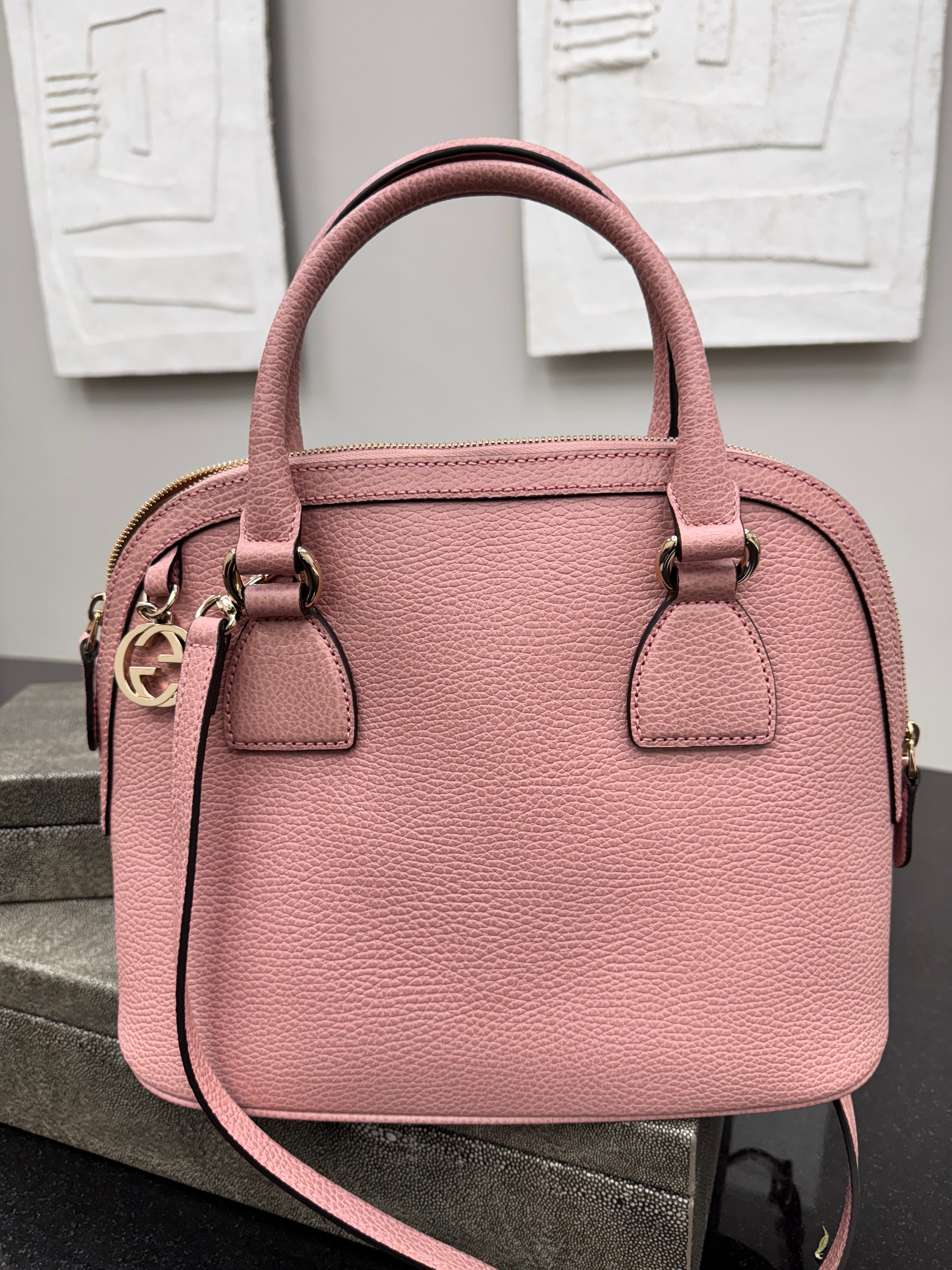 *DONS DROP*  Gucci Pink Pebbled Leather GG Charm Dome Bag
