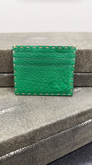 Fendi Green Leather Selleria Card Case