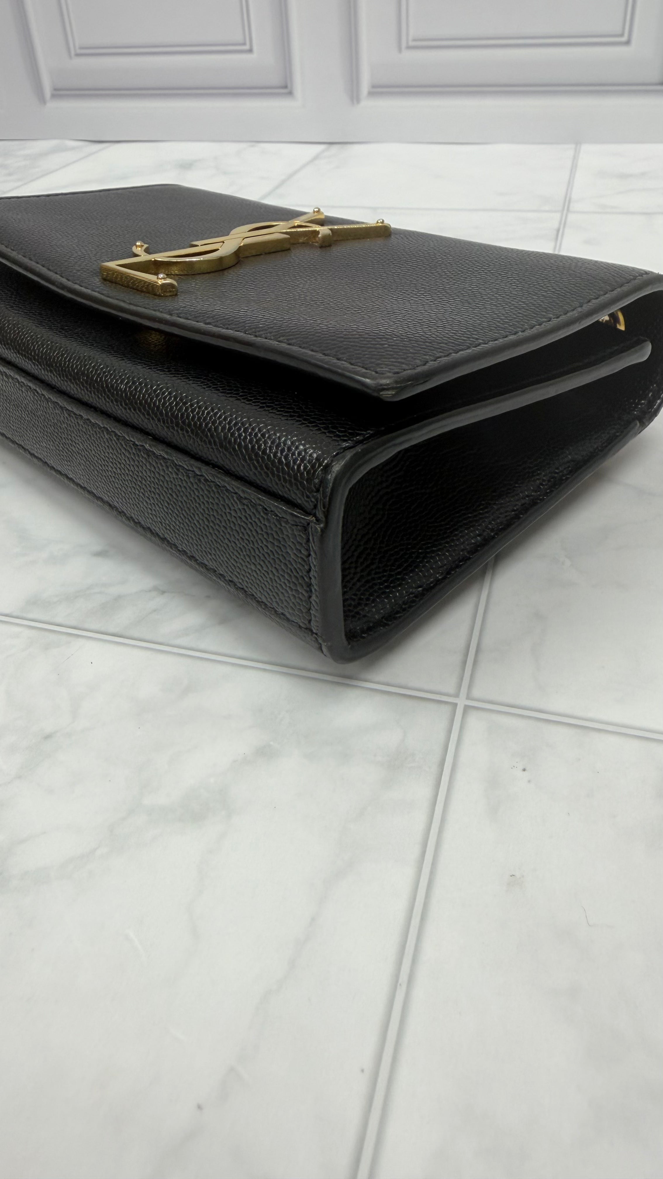 *DONS DROP* Saint Laurent YSL Black Pebbled Leather Kate Crossbody