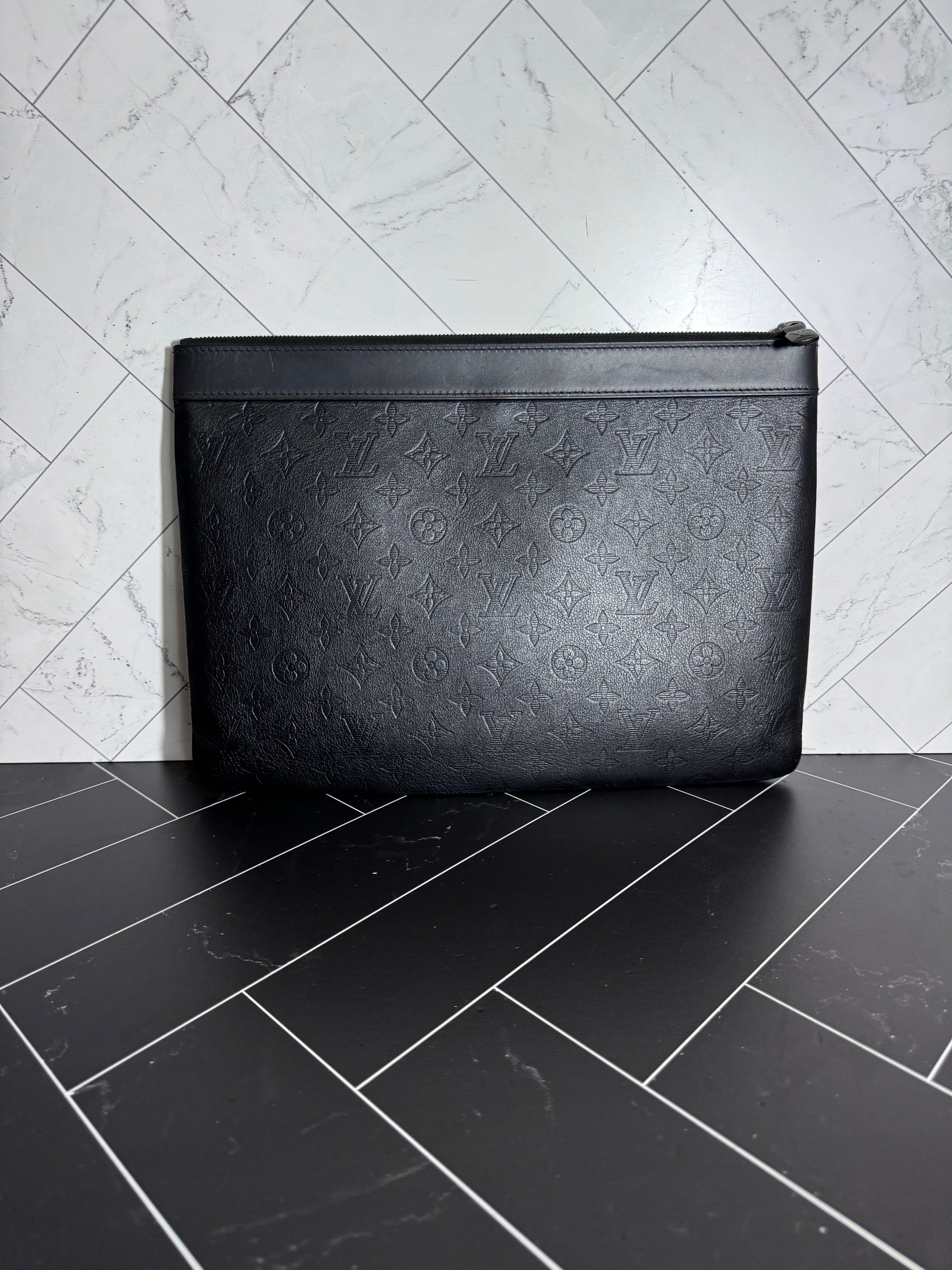 Louis Vuitton Black Shadow Leather Documents Pouch