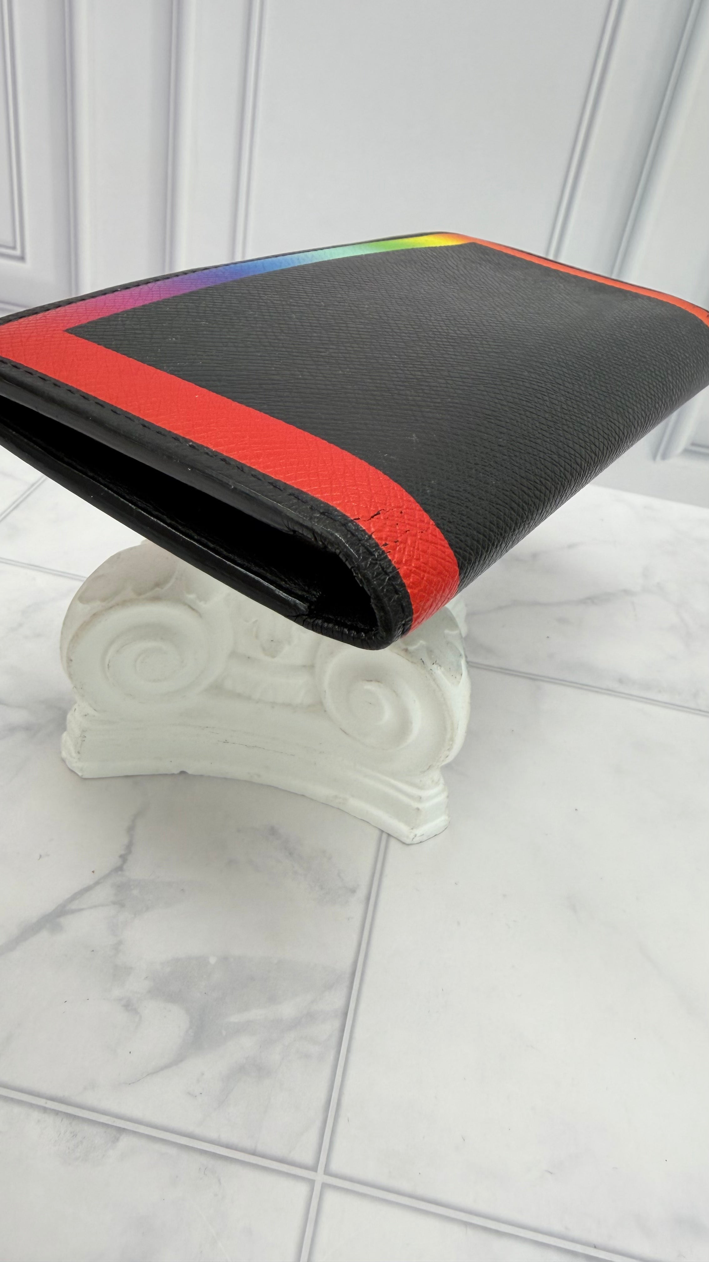 Louis Vuitton Black Taiga Leather Rainbow Brazza