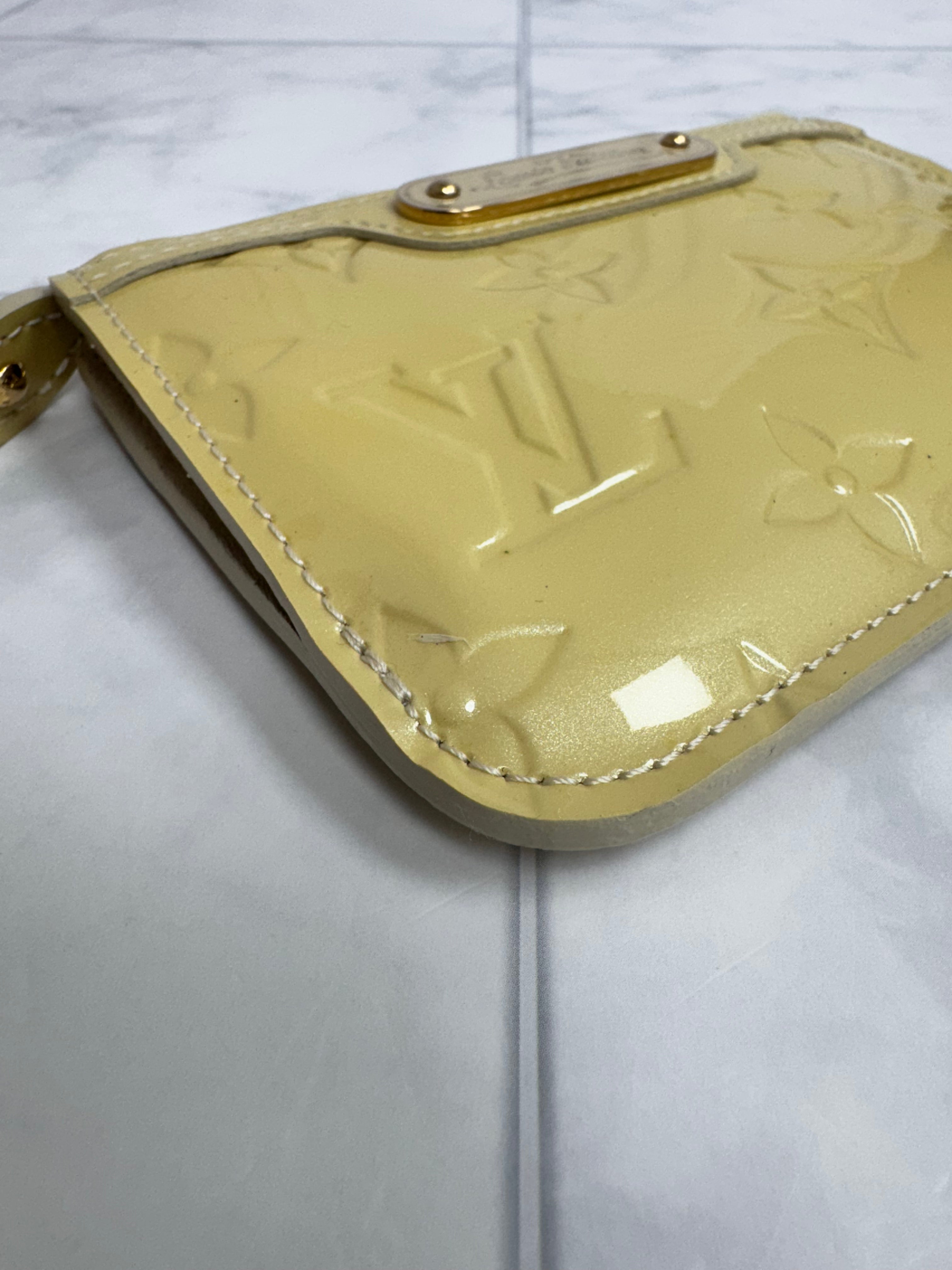 Louis Vuitton Yellow Monogram Vernis Pochette Key Cles