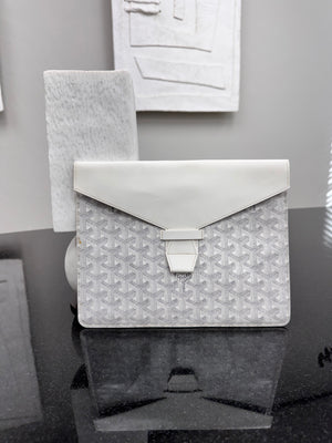 Goyard White Goyardine Camondo MM Horizontal Clutch Bag