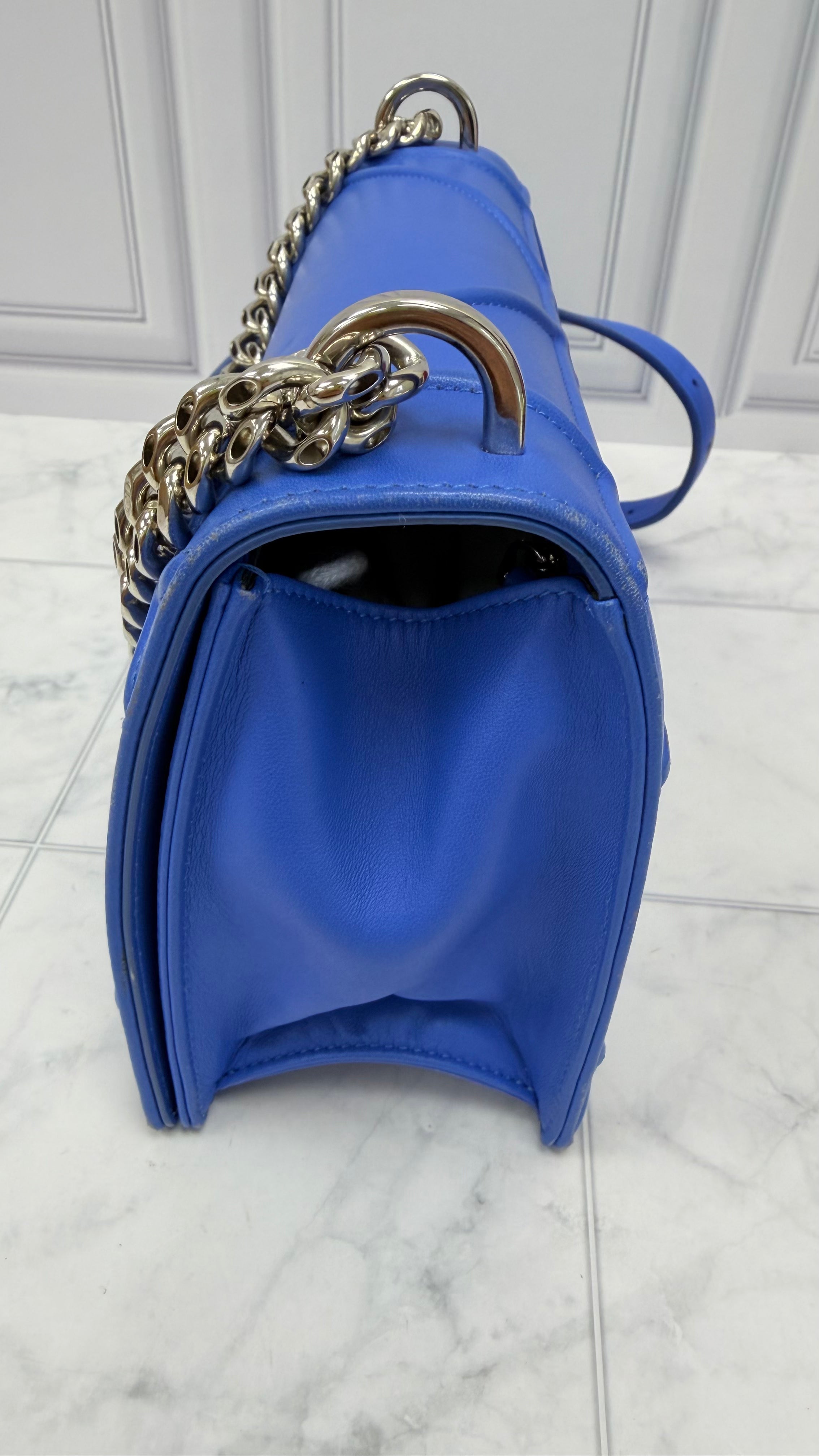 Christian Dior Blue Leather Medium Diorama Shoulder Bag
