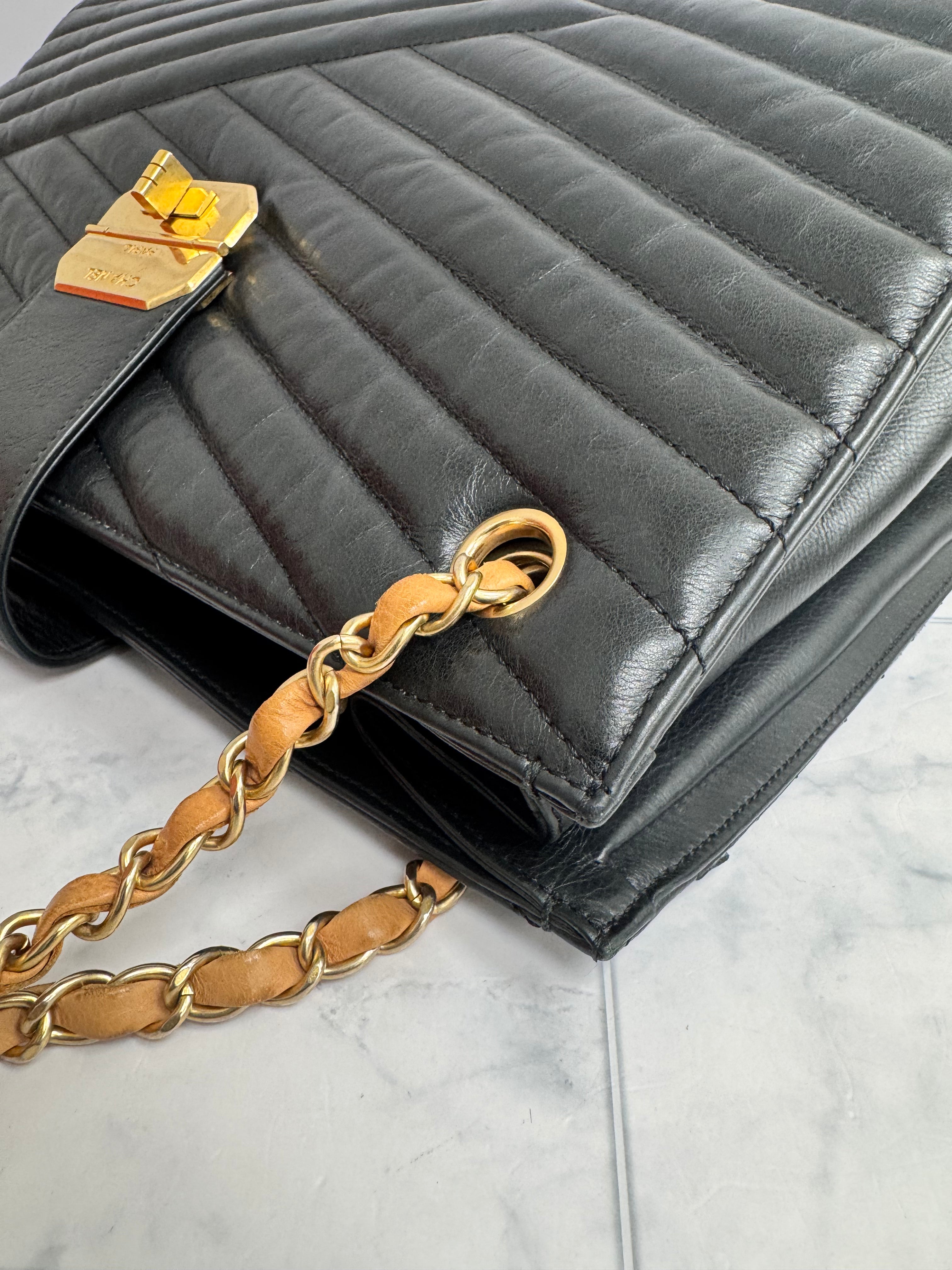 Chanel Black Quilted Leather Gabrielle Tote Bag