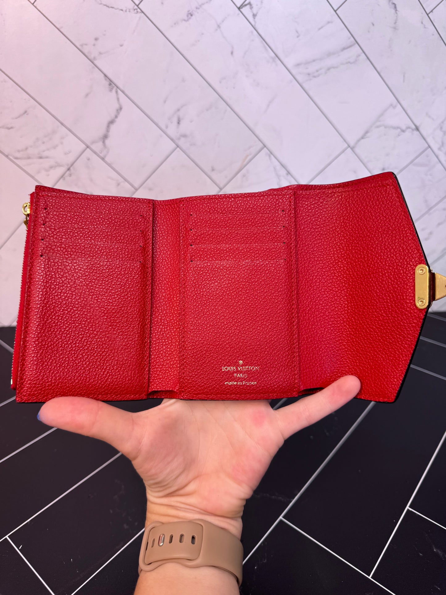 Louis Vuitton Monogram & Red Compact Pallas Wallet