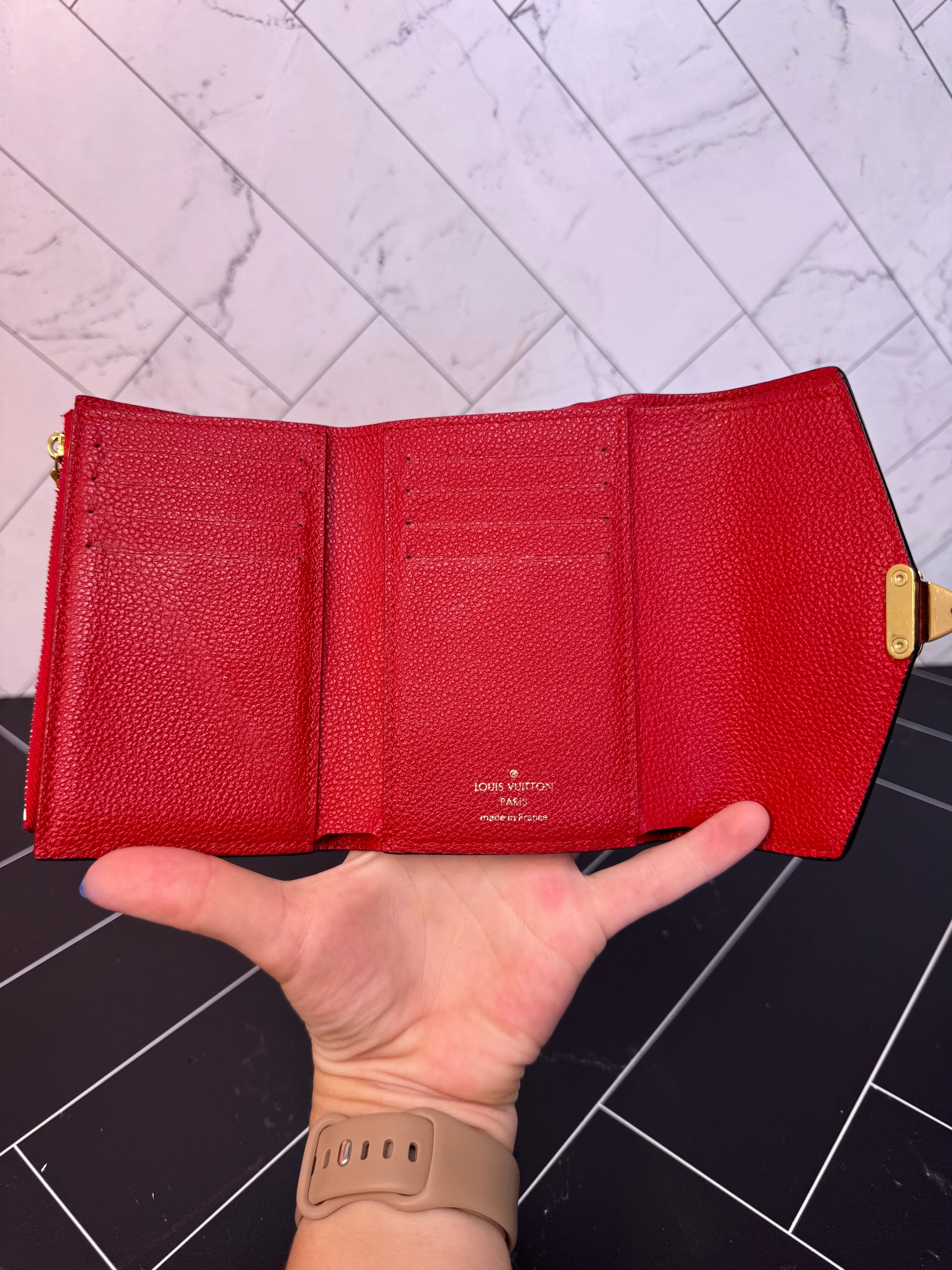 Louis Vuitton Monogram & Red Compact Pallas Wallet