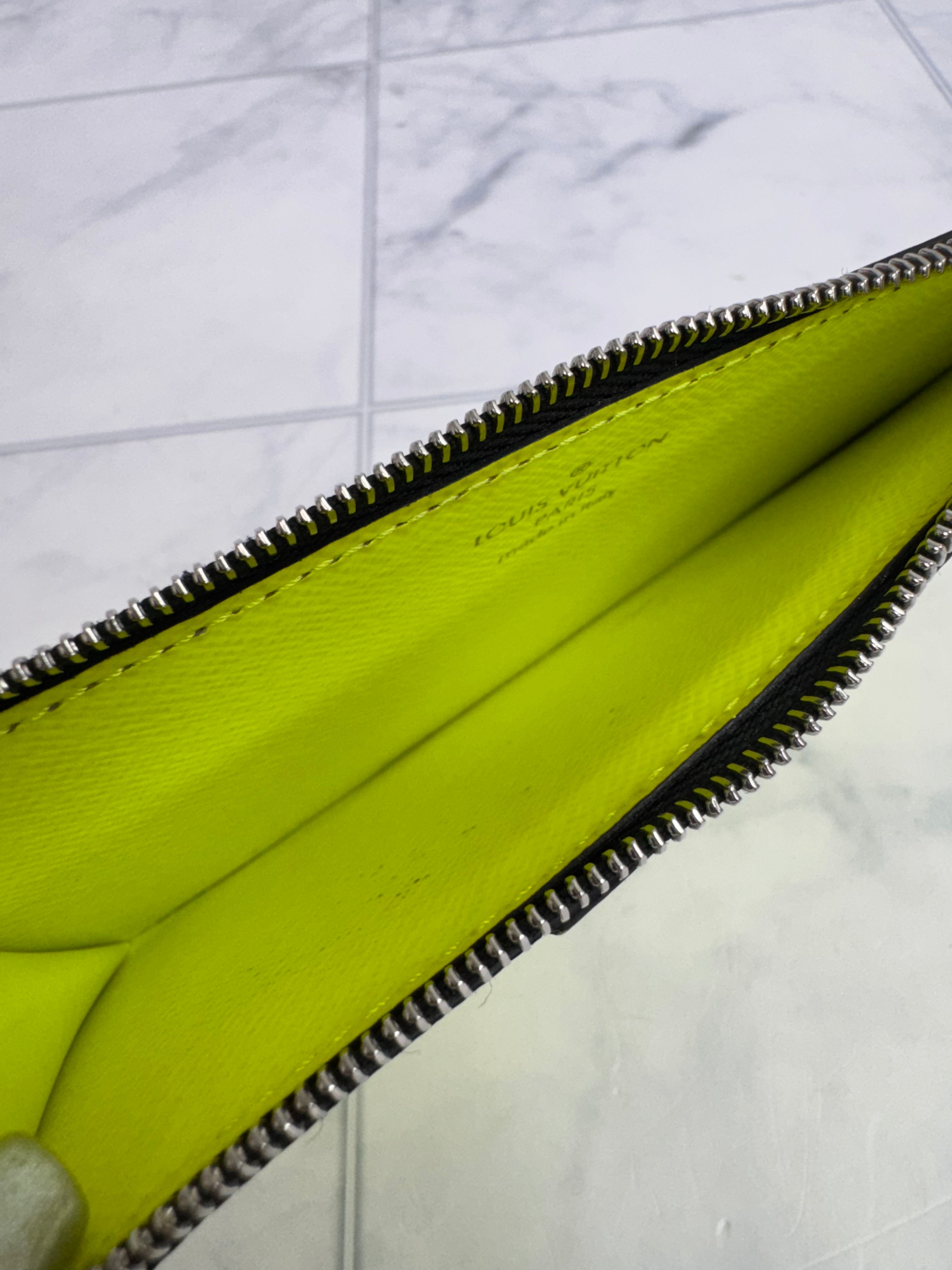 Louis Vuitton Neon Yellow Monogram Taigarama Coin Card Holder
