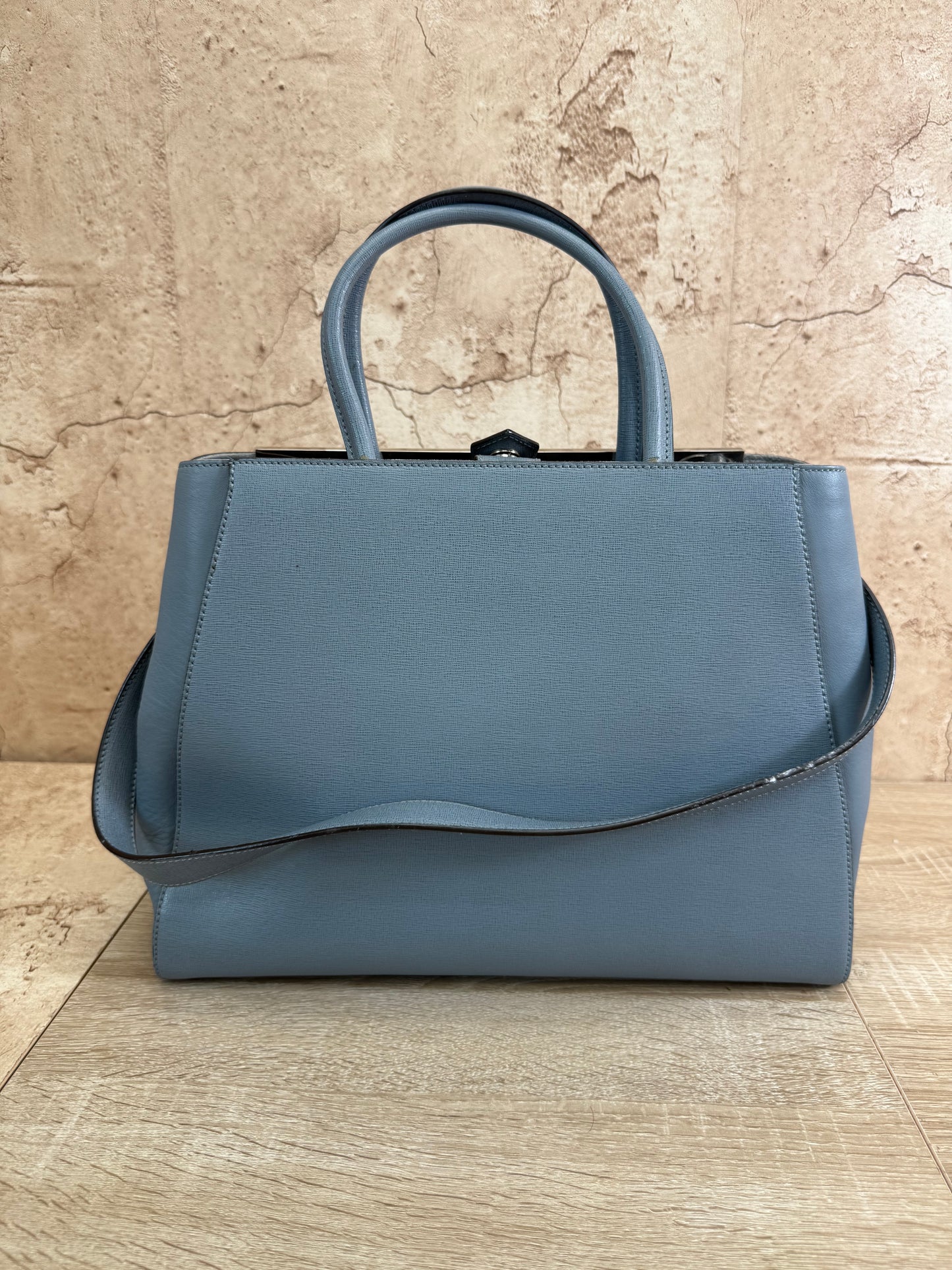 Fendi Light Blue Leather 2Jours Tote