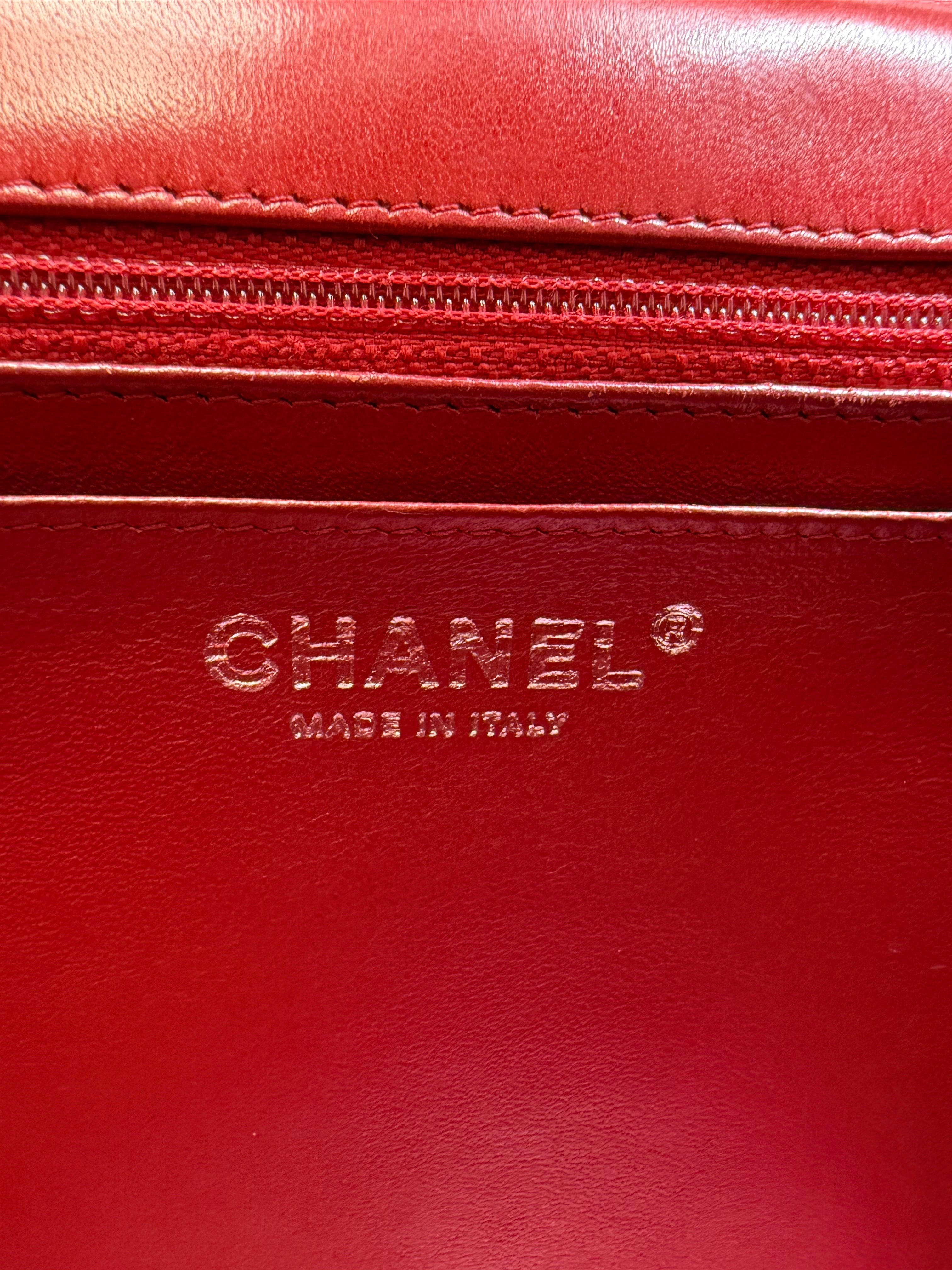 Chanel Red Patent Leather Jumbo Classic Flap