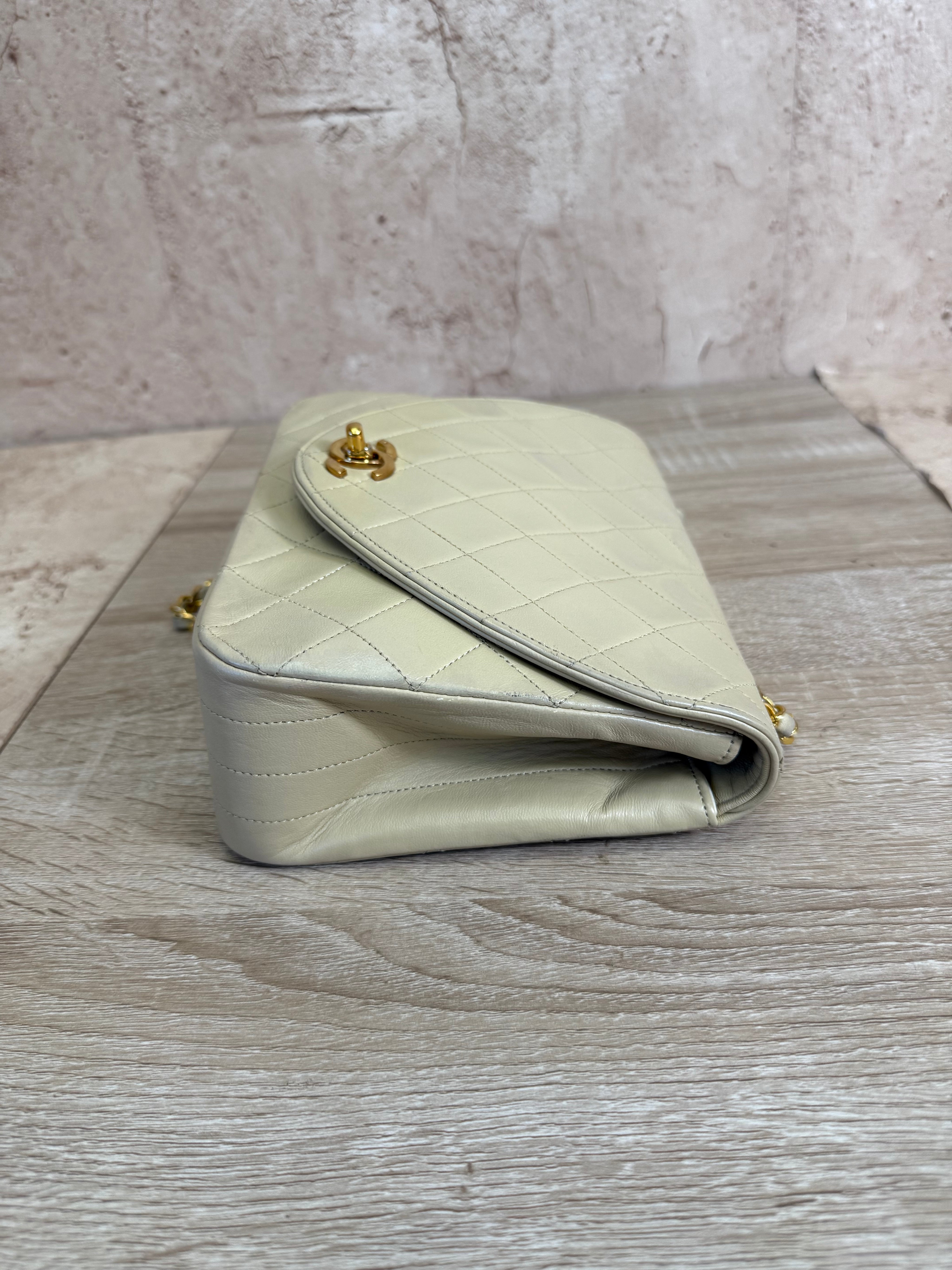 Chanel Beige Lambskin Flap Bag