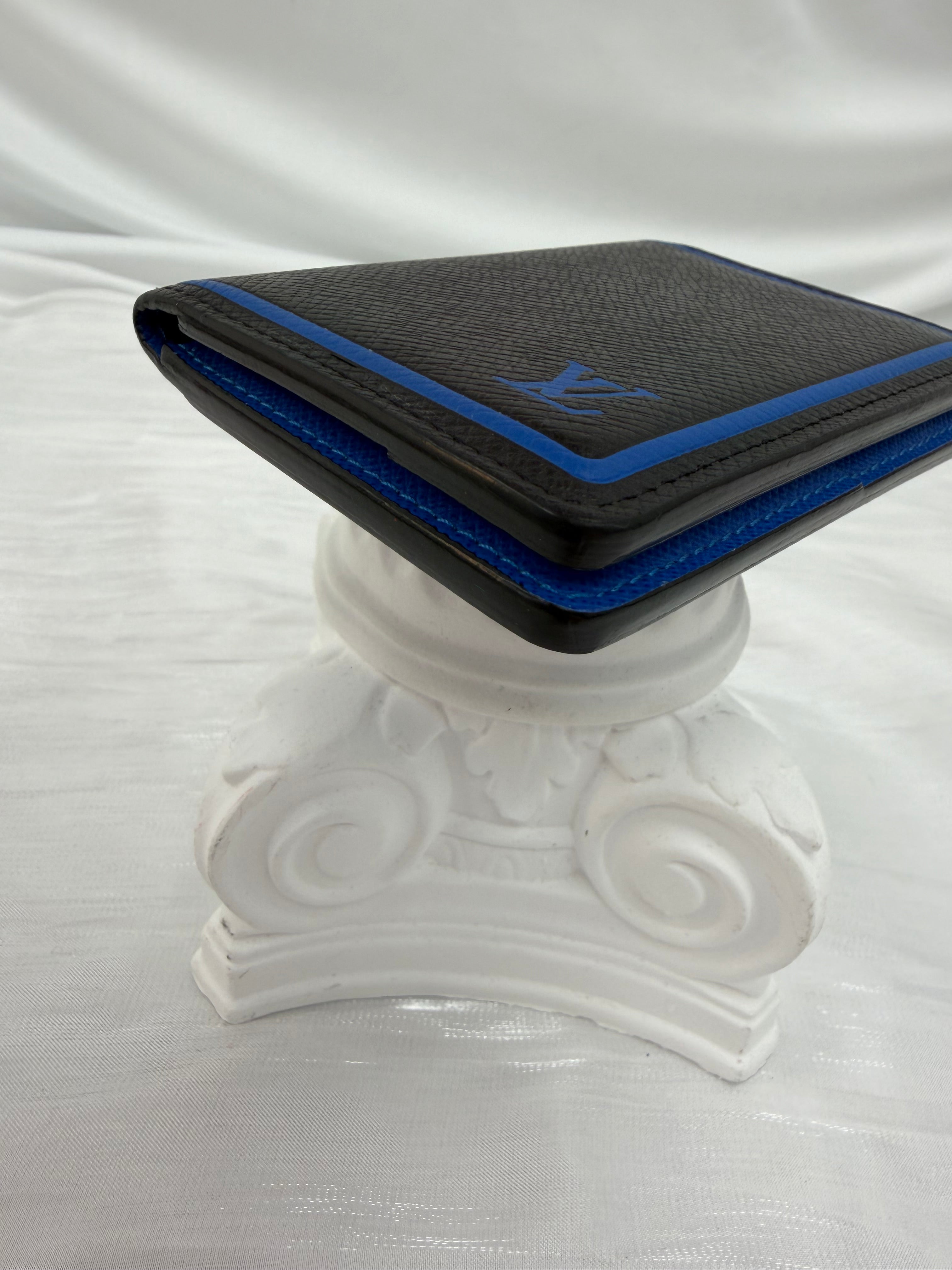 Louis Vuitton Black Taiga With Blue Trim Pocket Organizer