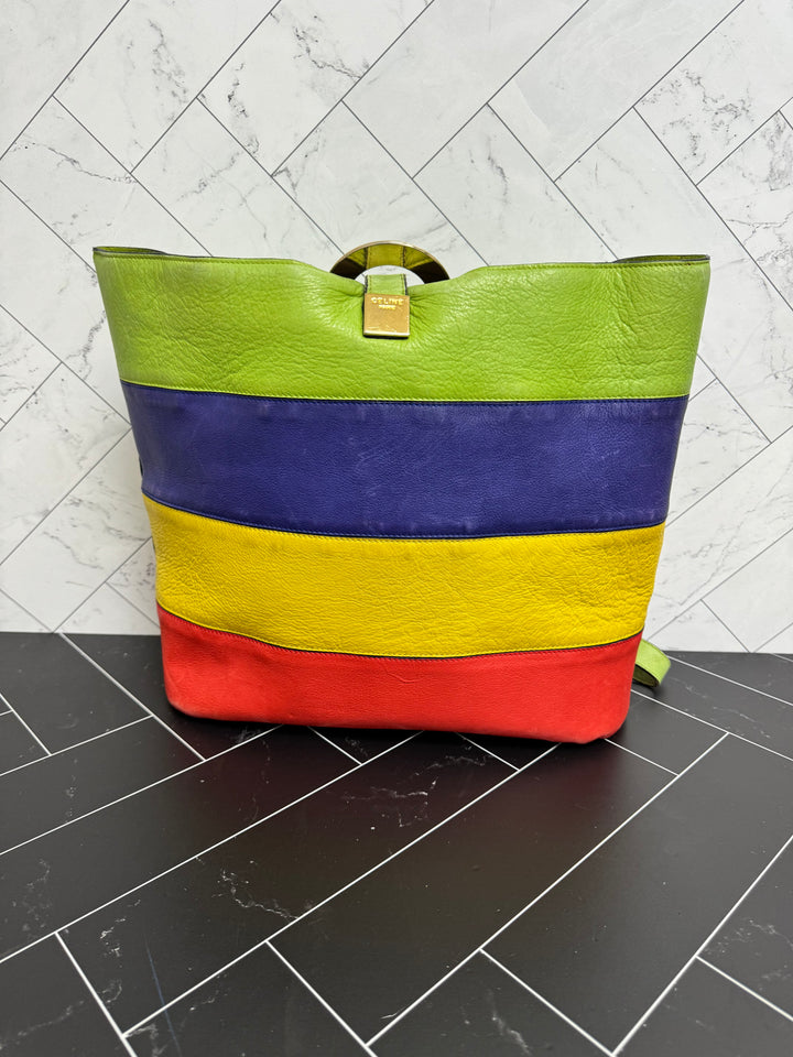 Celine Multicolor Leather Shoulder Tote