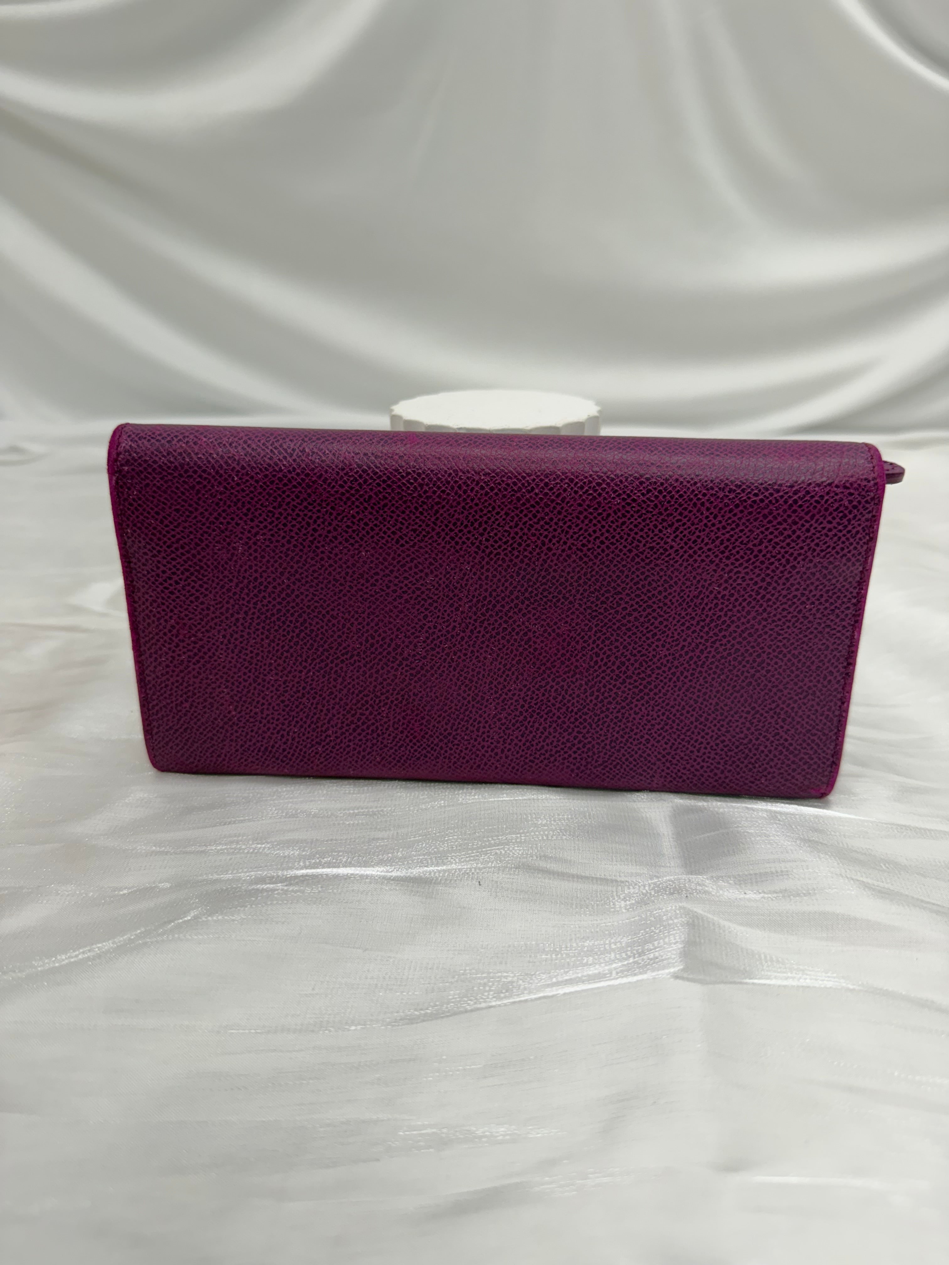 Salvatore Ferragamo Purple Leather Long Wallet