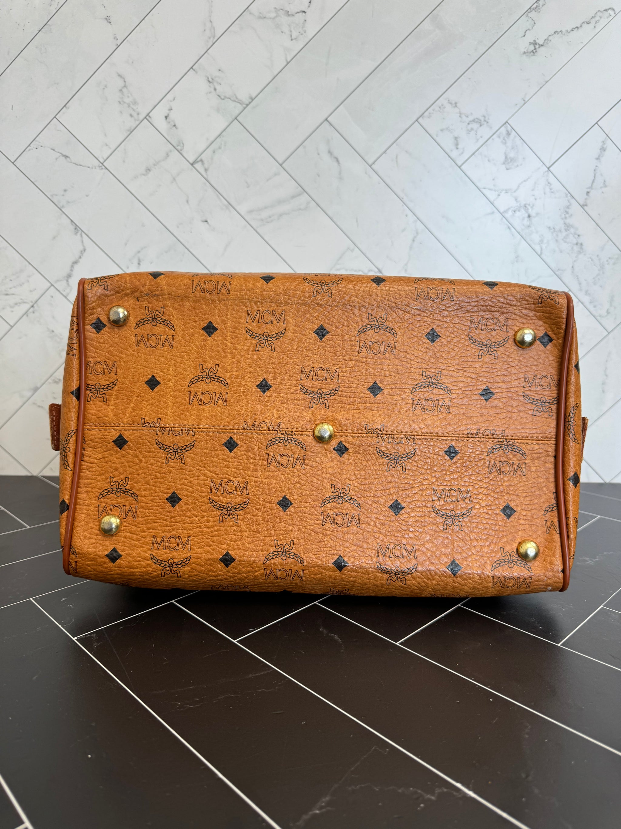 MCM Brown Vicetos Boston Bag