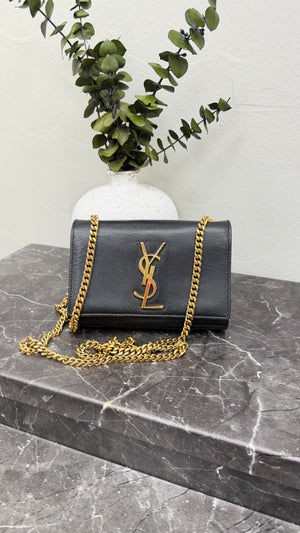 *DONS DROP* Saint Laurent YSL Black Pebbled Leather Kate Crossbody