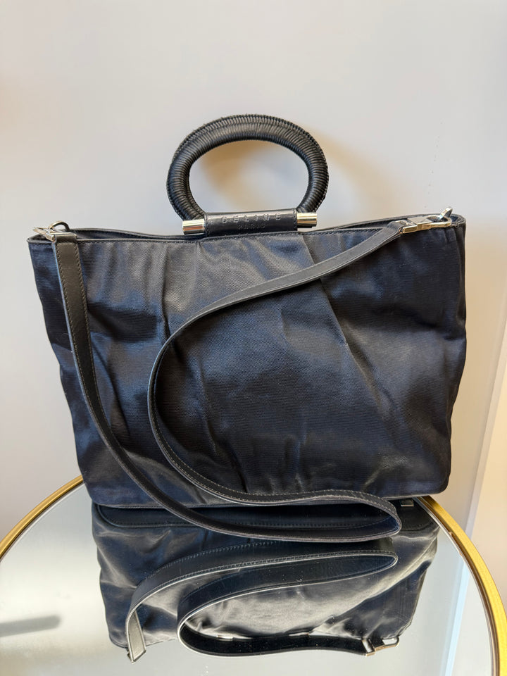 Celine Black Canvas Top Handle 2way Tote