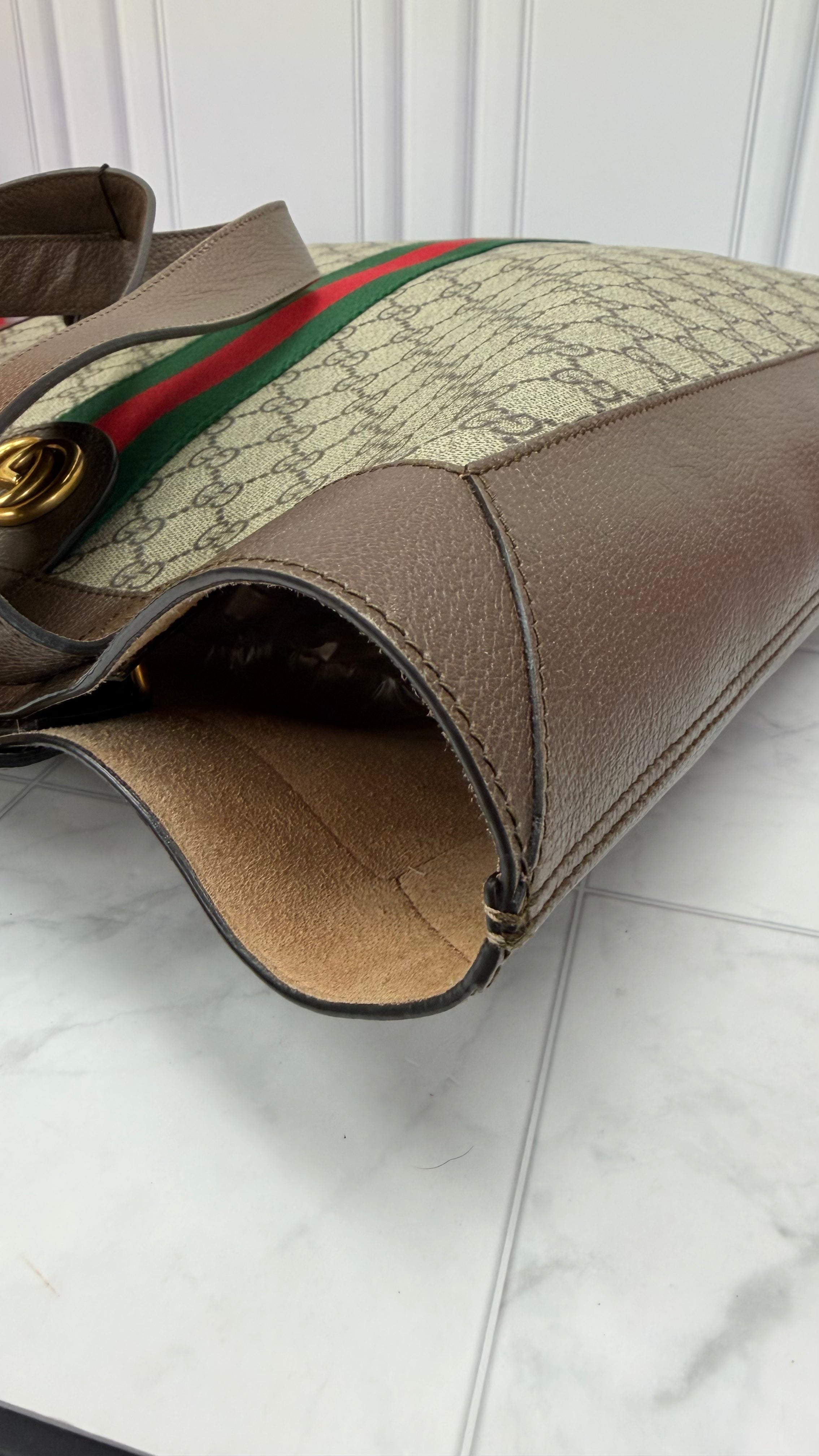 *DONS DROP* Gucci Supreme Canvas & Brown Leather Web Tote & Pouch
