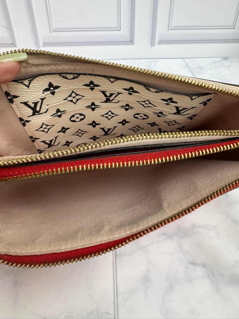Louis Vuitton Red And Pink Monogram Giant Double Zip Pochette