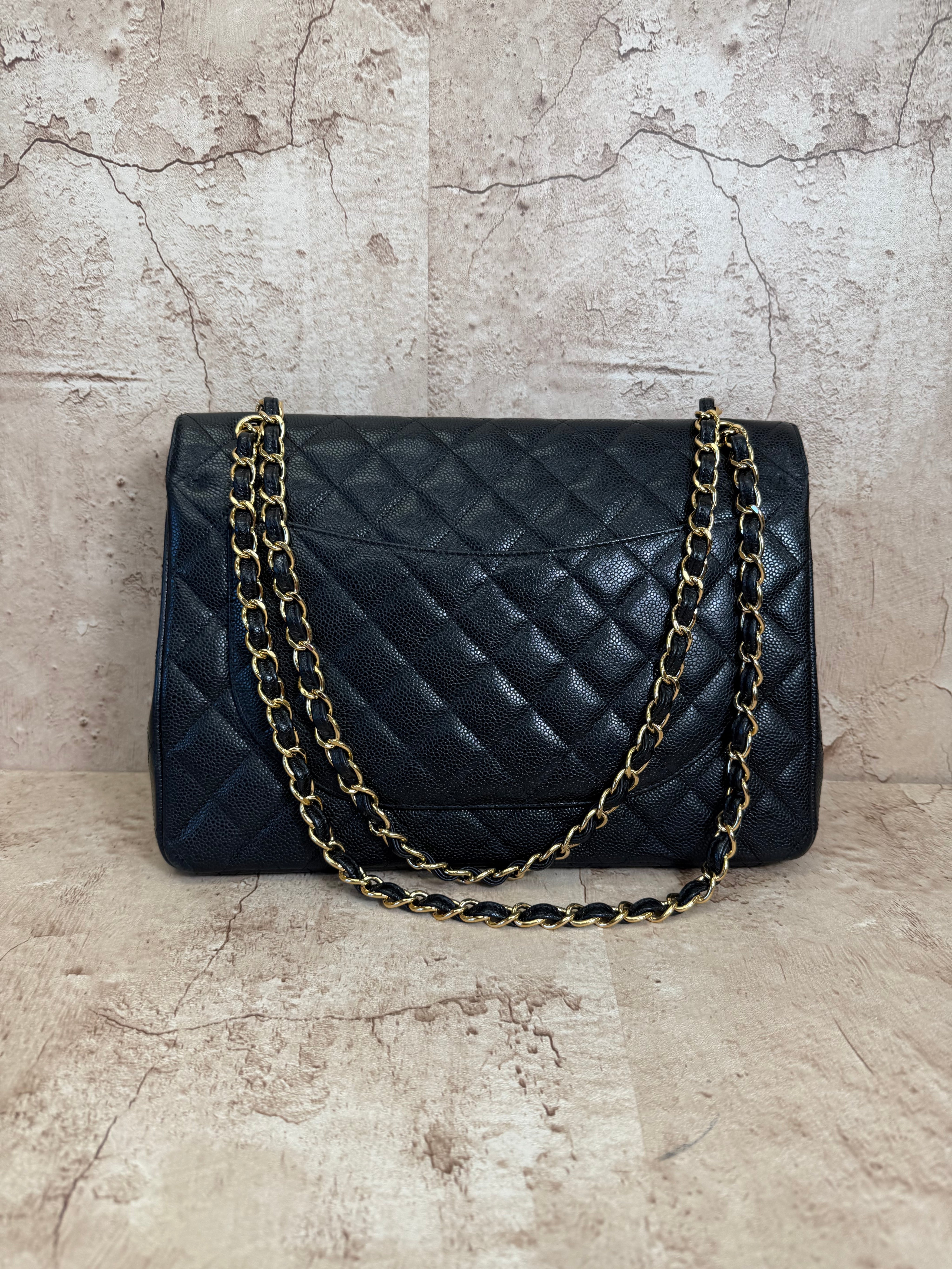 Chanel Black Caviar Maxi Classic Double Flap Bag