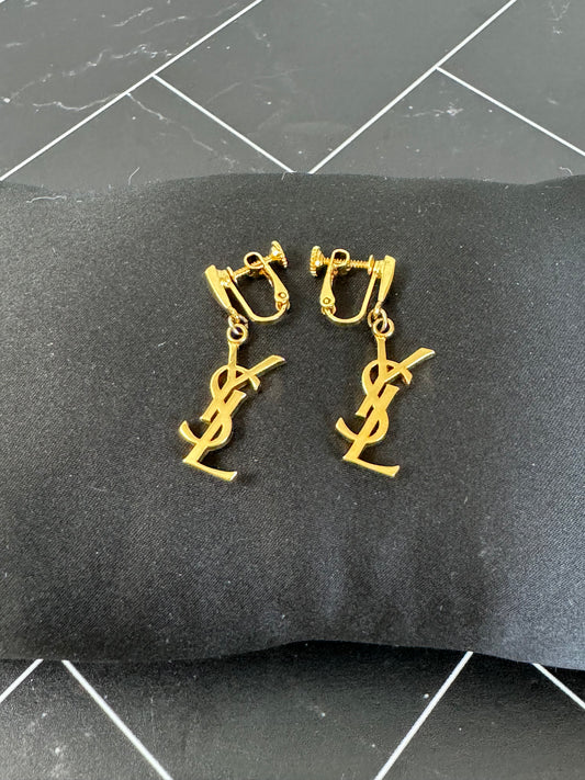 YSL Gold Clip on Earrings