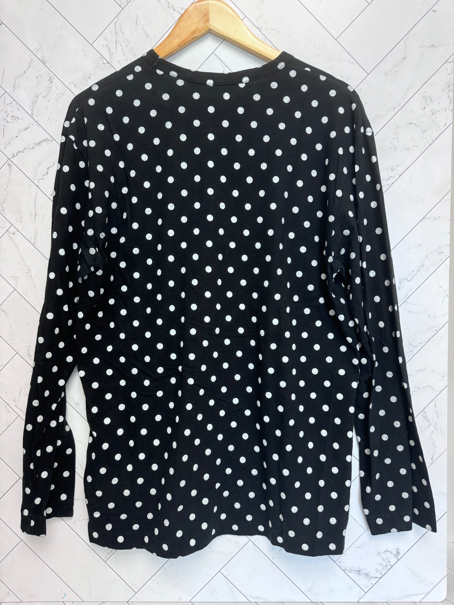 Comme Des Garcons PLAY Black & White Polka Dot Long Sleeve Size X-Large