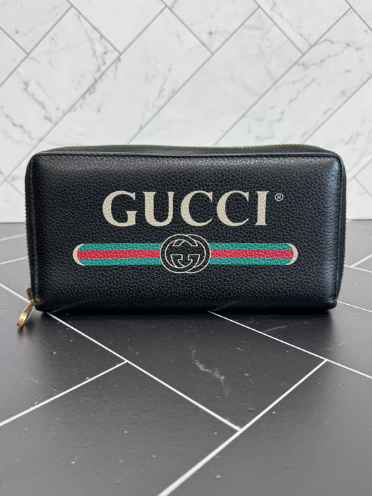 Gucci Black Logo Zippy Wallet