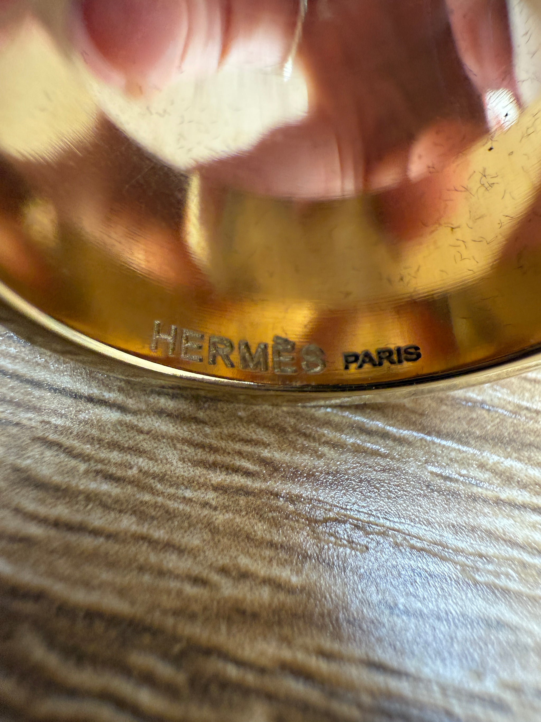 Hermes Gold Cylinder Scarf Ring
