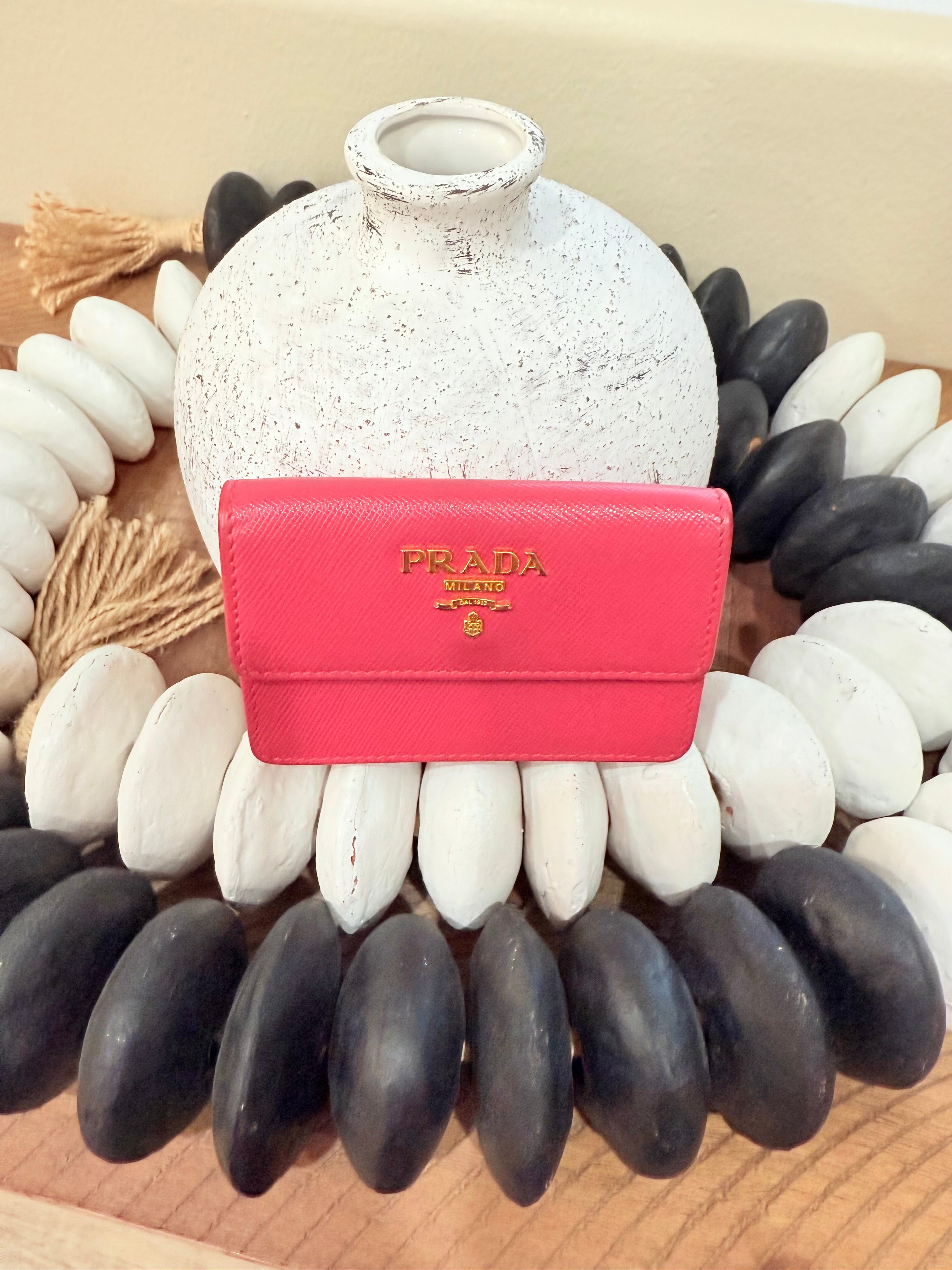 Prada Pink Saffiano Card Case