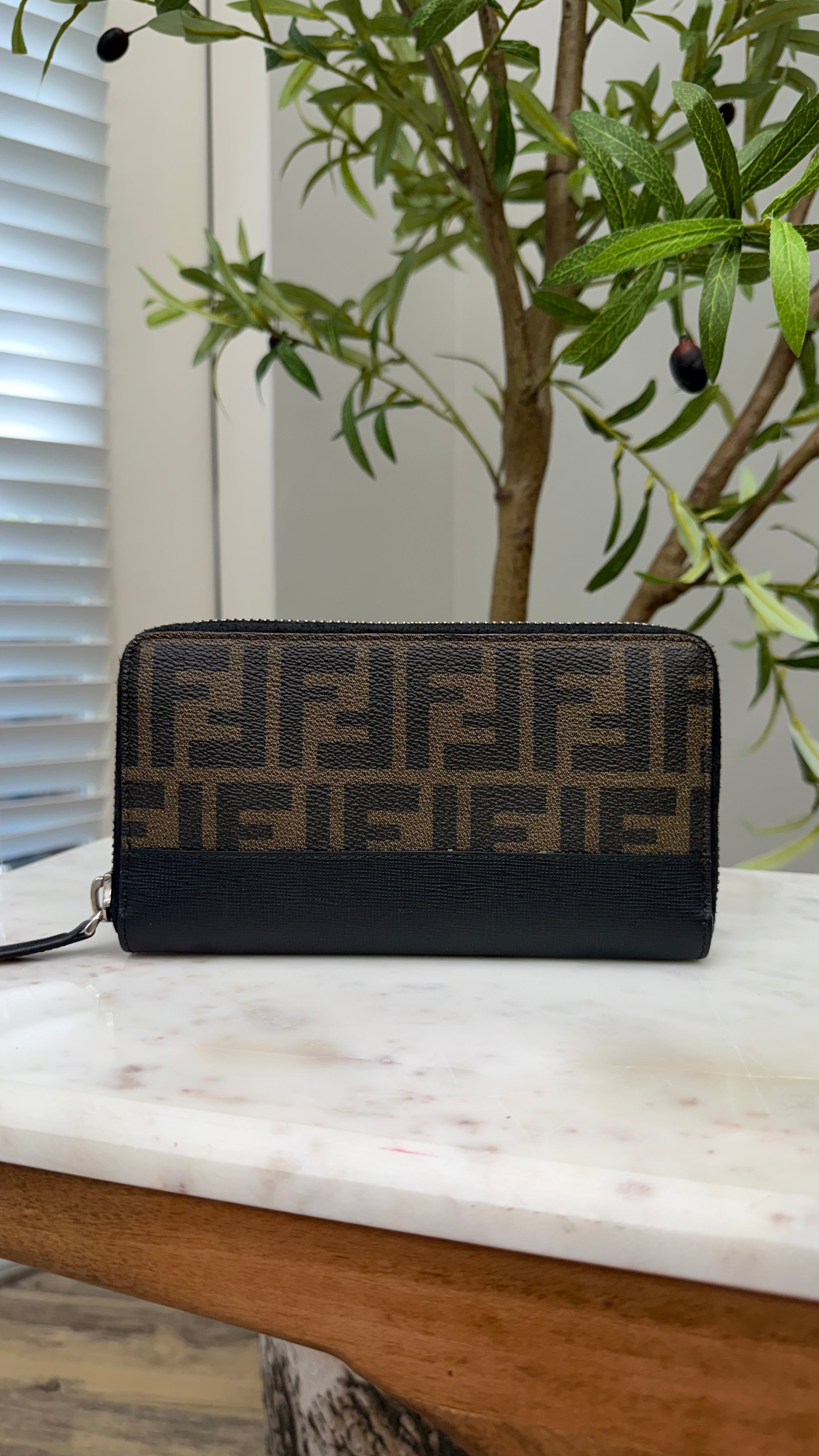 *DONS DROP* Fendi Brown & Black Zucca Coated Canvas Zippy Wallet