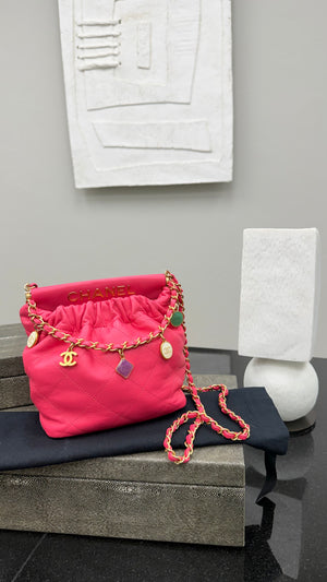 Chanel Pink Resin Charms Small Bucket Bag
