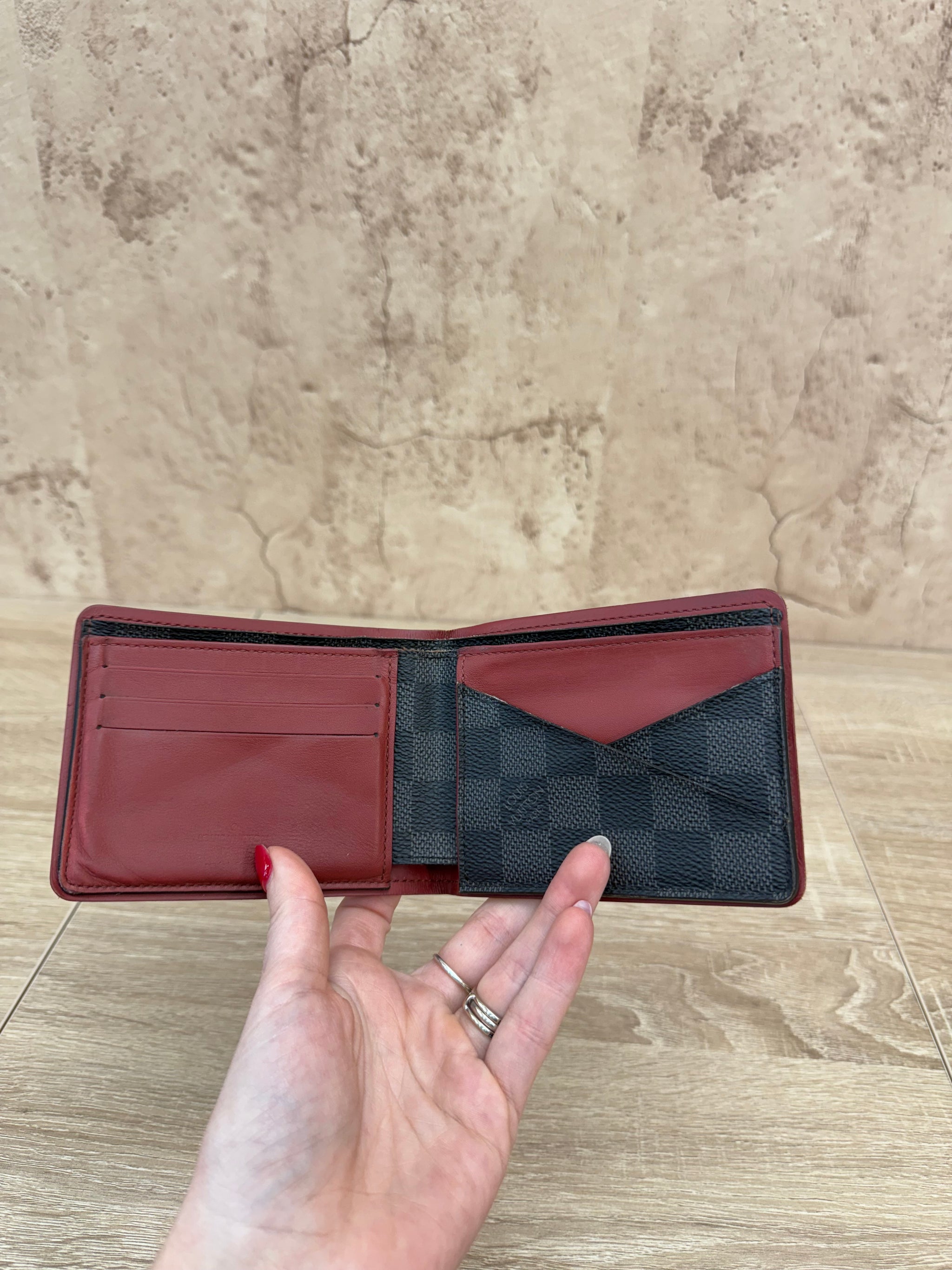 Louis Vuitton Damier Graphite Red Trim Bifold Wallet