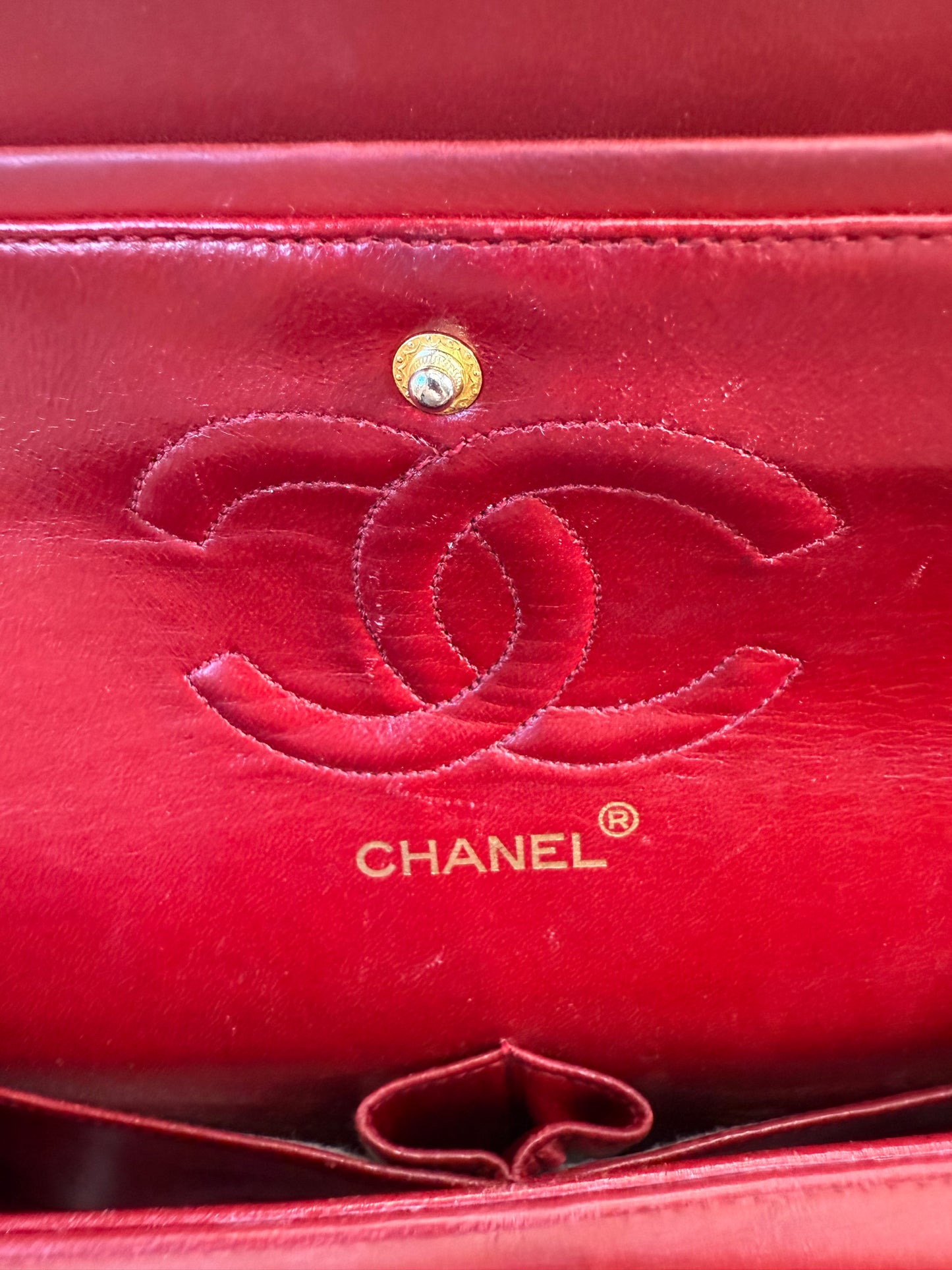 Chanel Red Calfskin Quilted Medium Double Flap Bag