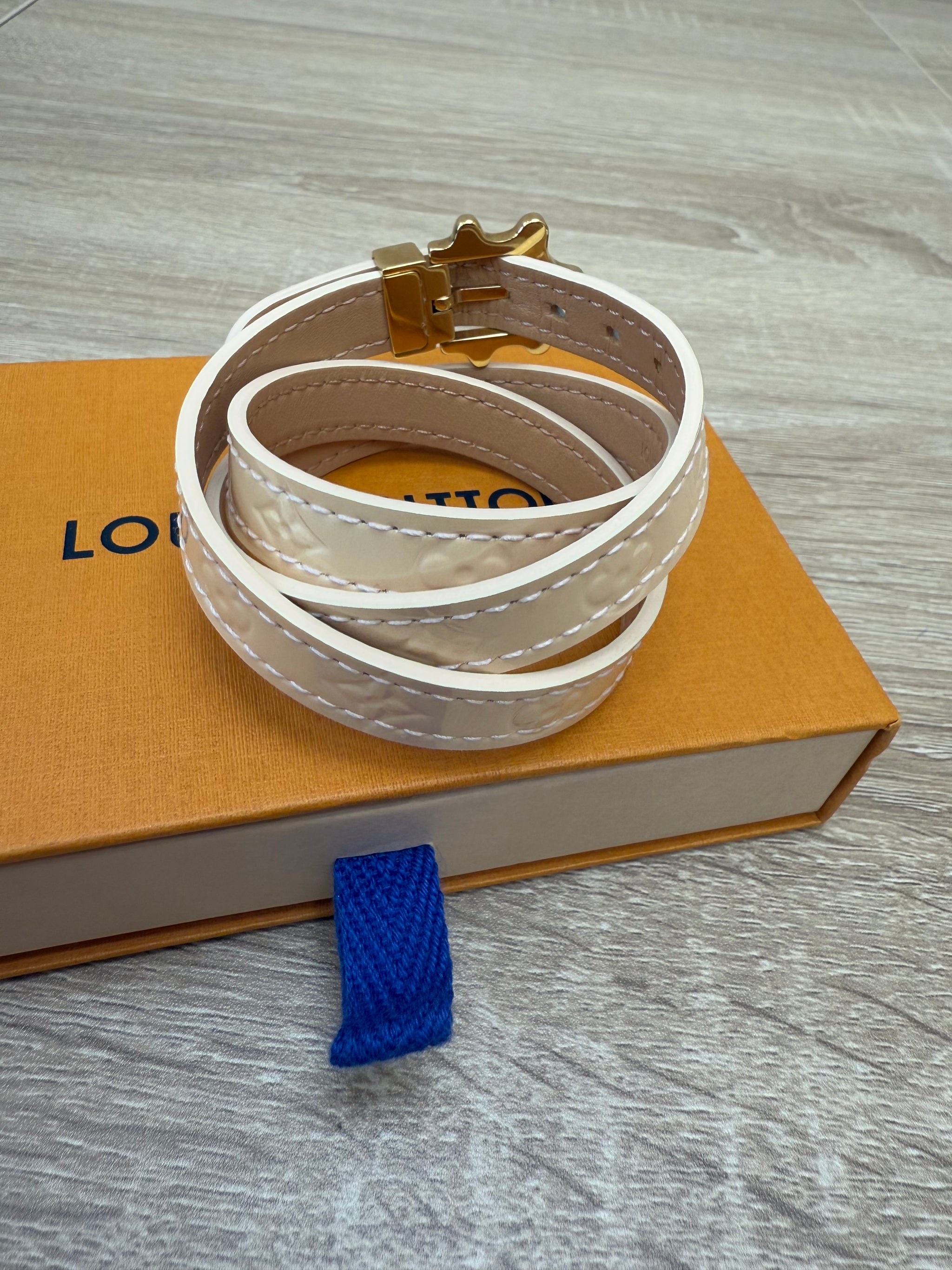 Louis Vuitton Cream Vernis Triple Wrap Bracelet