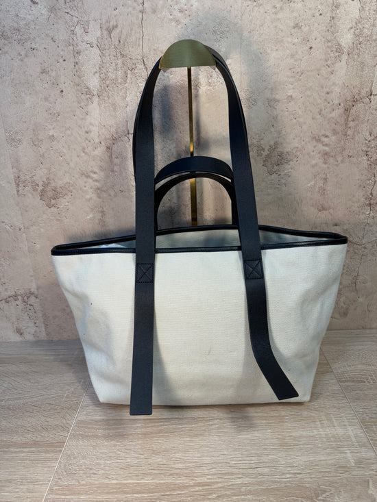 BRAND NEW- Off White Canvas & Leather Tote Bag