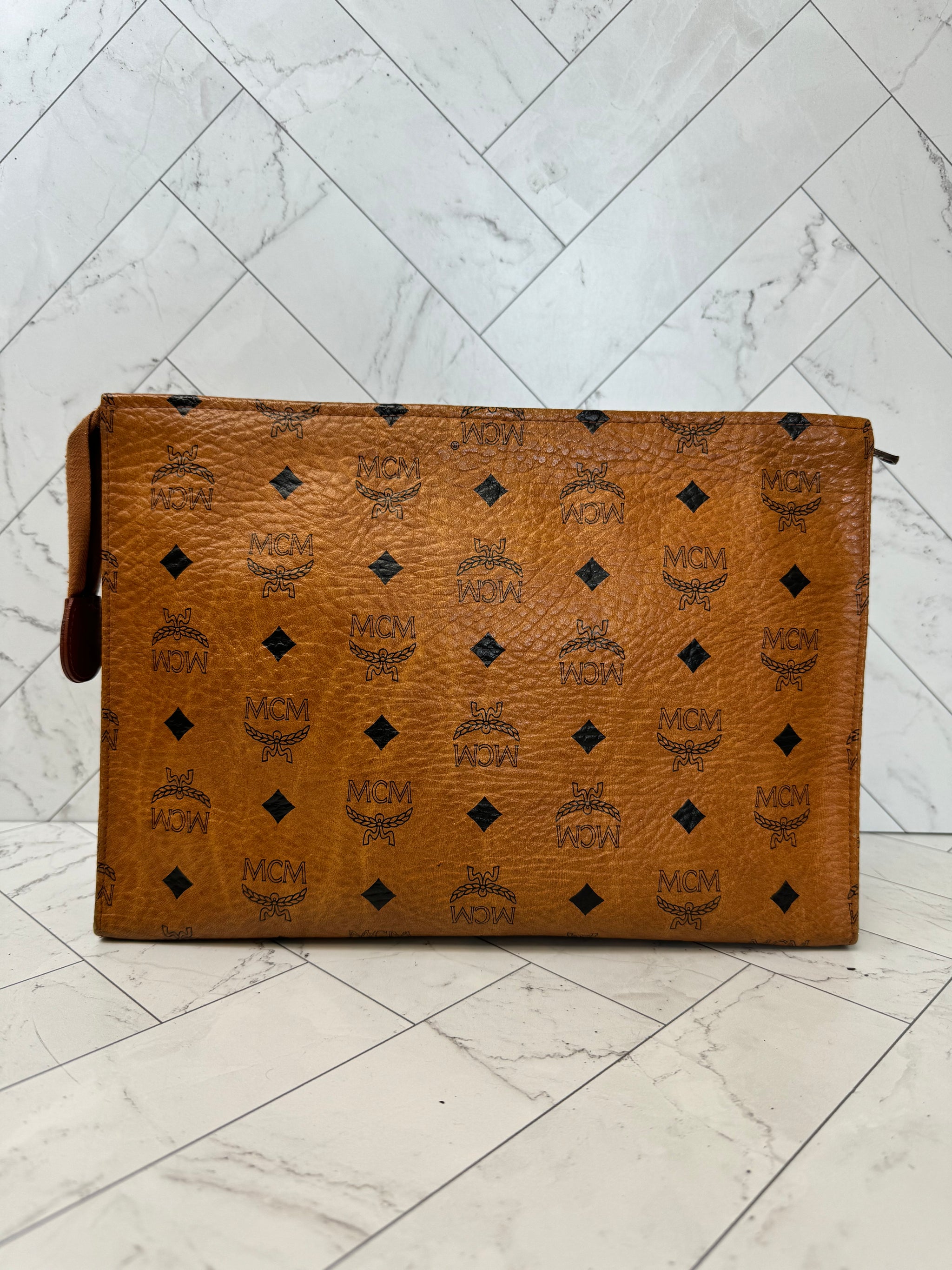 MCM Brown Monogram Clutch Bag