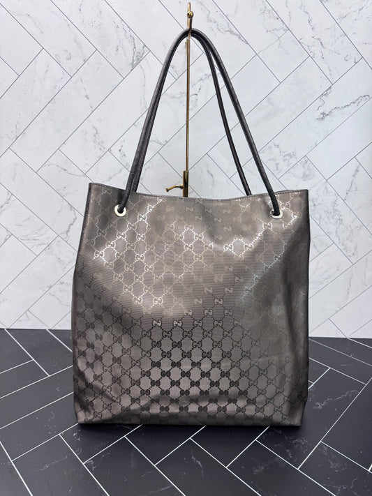 Gucci Bronze Coated Canvas Tote Bag