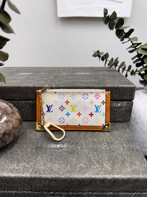 Louis Vuitton White Multicolor Pochette Key Cles