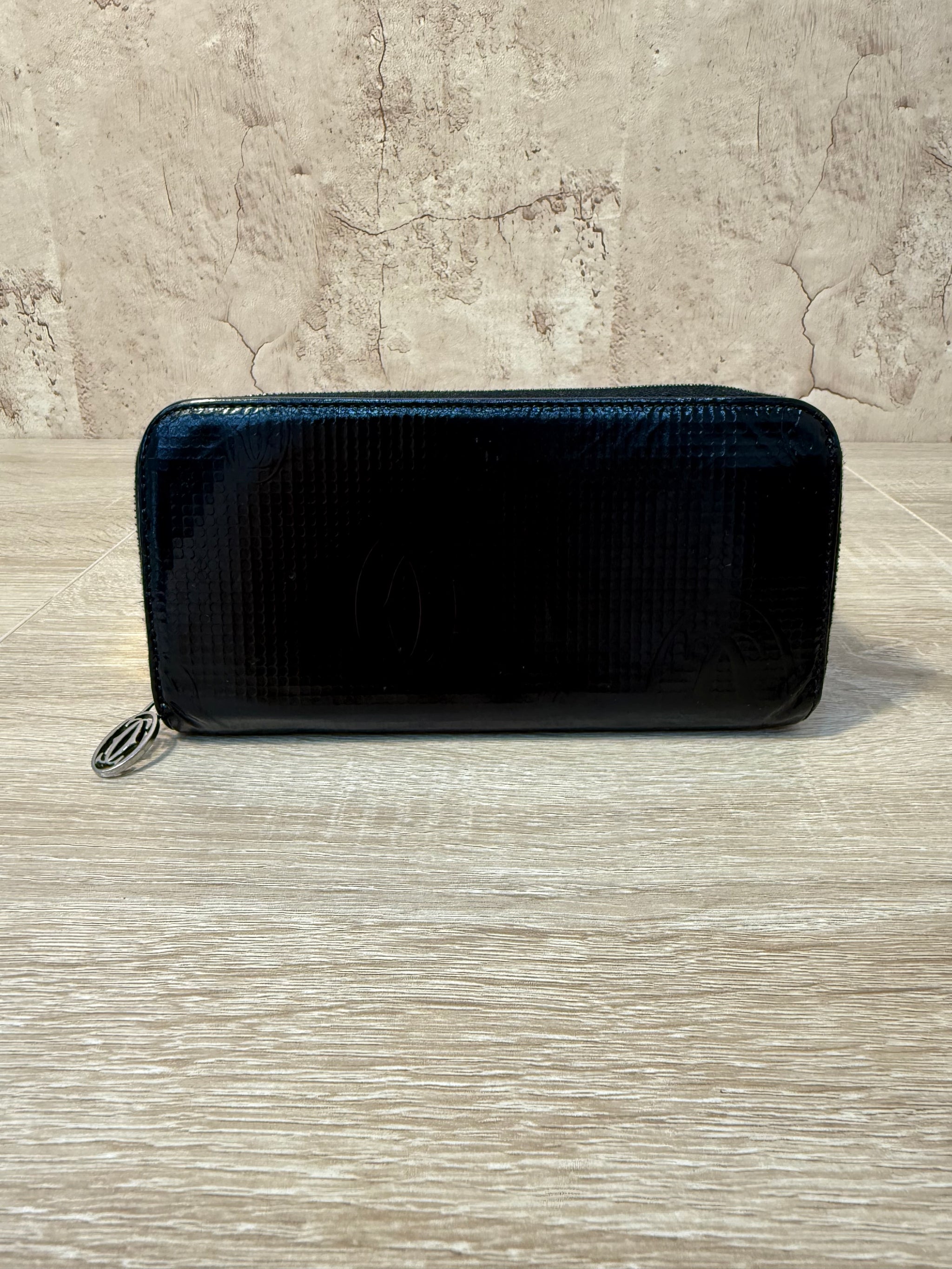 Cartier Black Leather Birthday Zippy Wallet