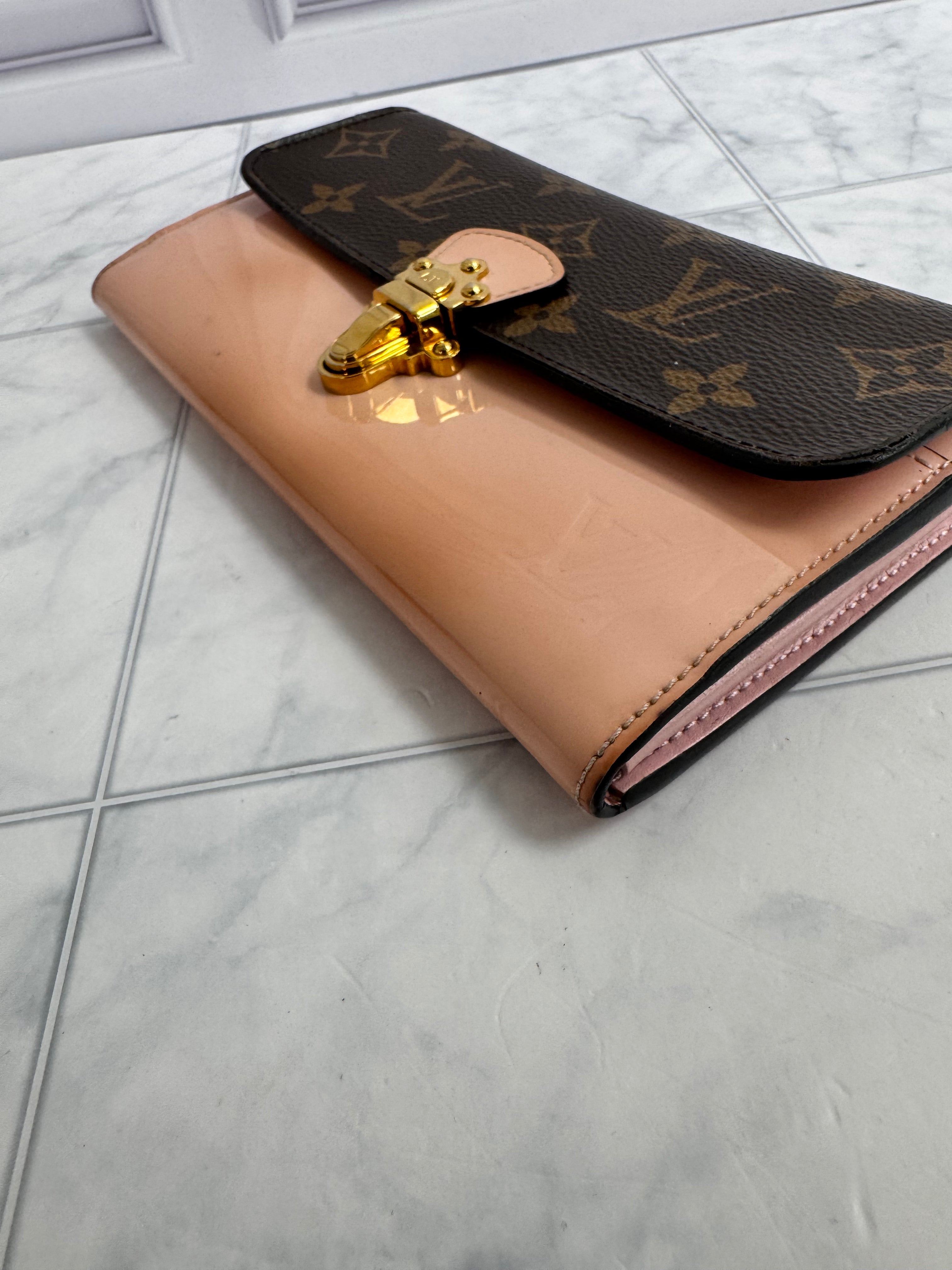 Louis Vuitton Monogram And Pink Vernis Cherrywood Long Wallet