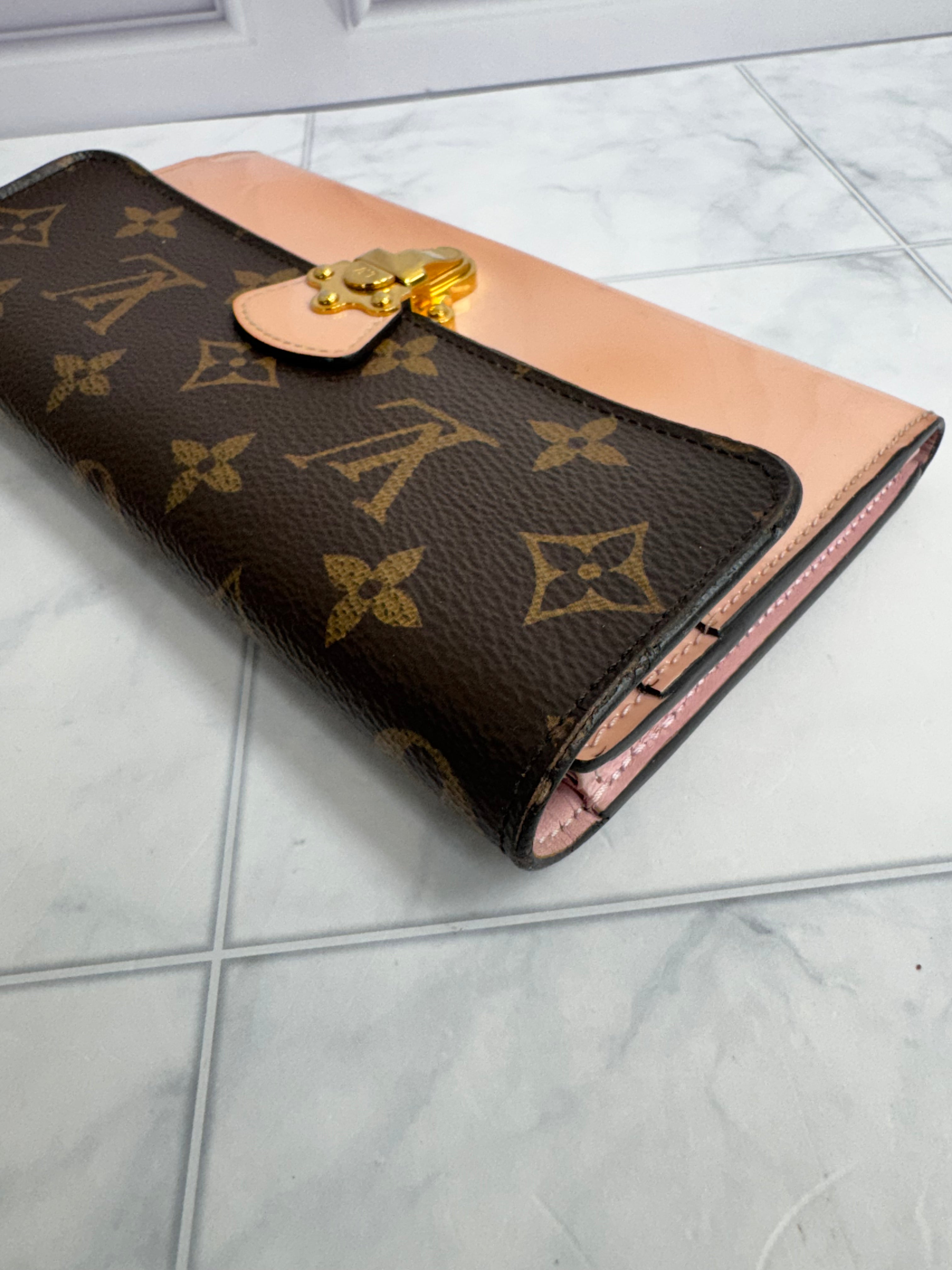 Louis Vuitton Monogram And Pink Vernis Cherrywood Long Wallet