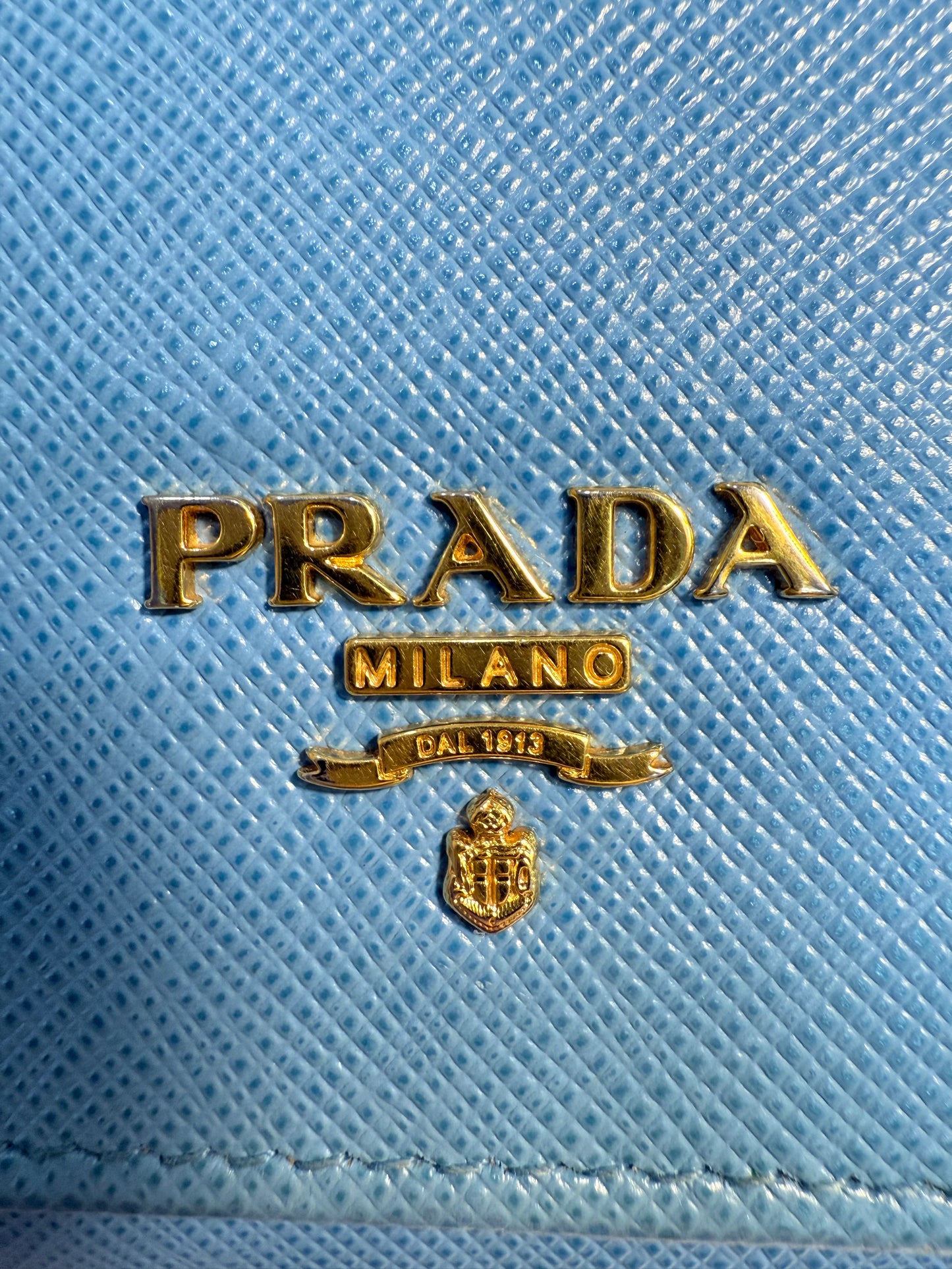 Prada Light Blue Saffiano Leather Long Wallet