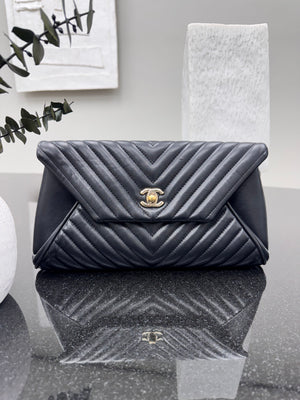 Chanel Black Quilted Leather Fold Up Again Clutch Bag
